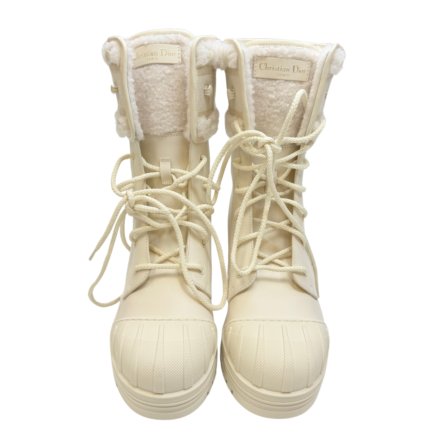 Christian Dior D-Venture Combat Boots Cream
