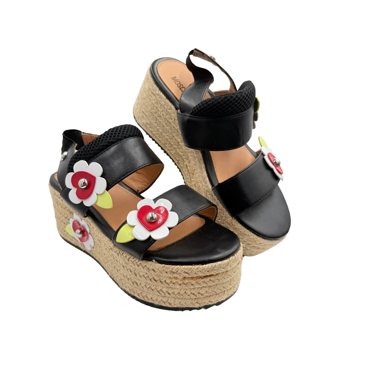Moschino Flower Applique Wedges Black