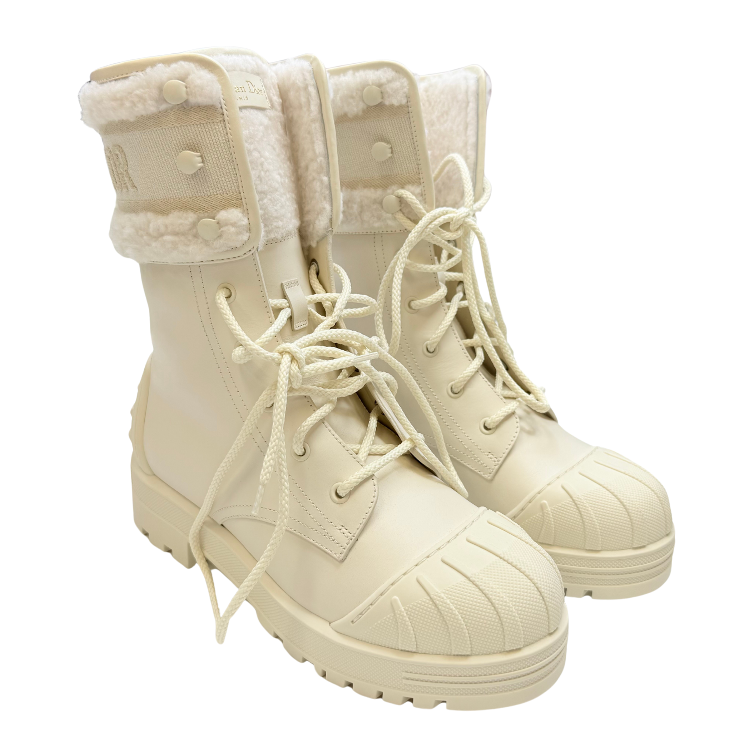 Christian Dior D-Venture Combat Boots Cream