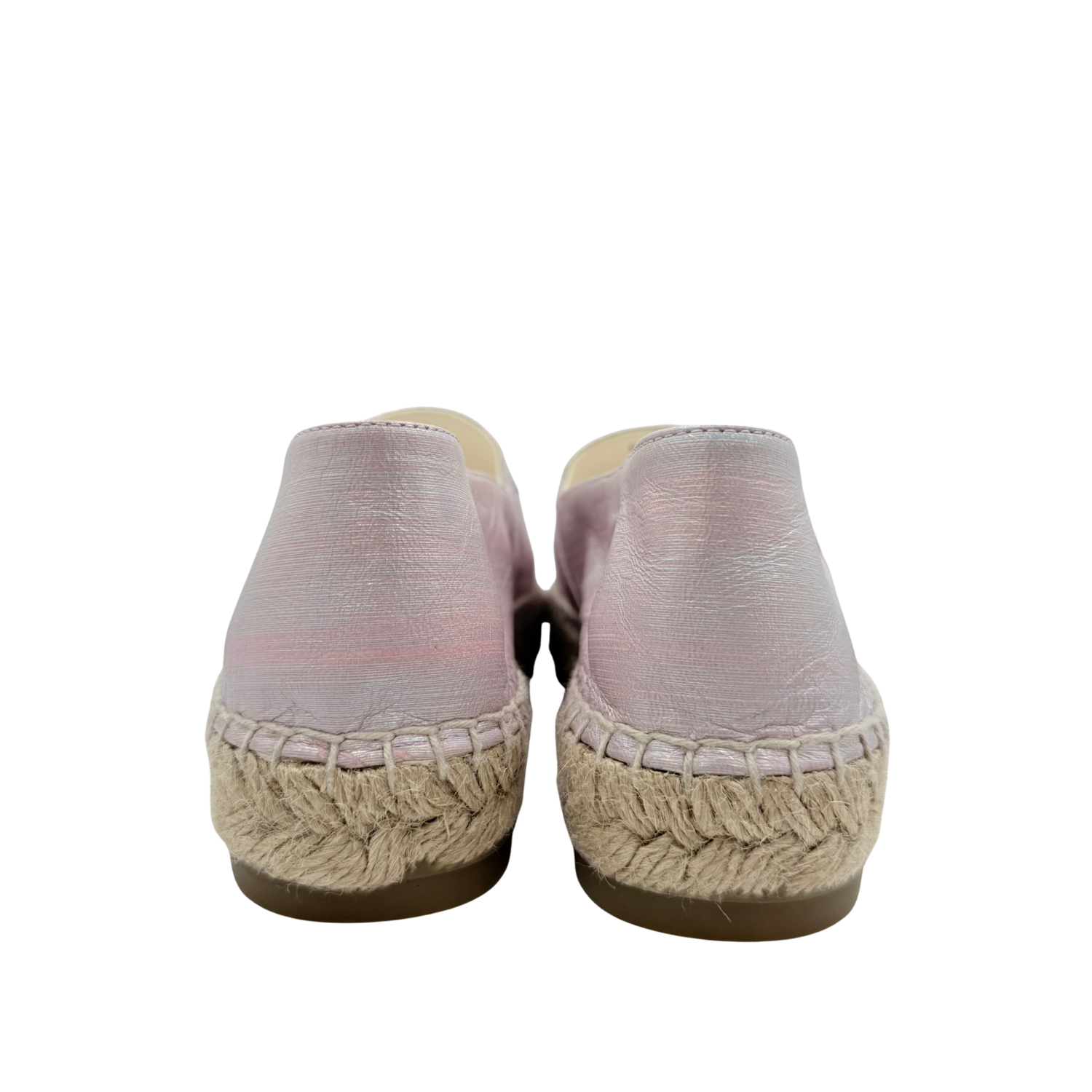 Chanel Laminated Lambskin Grosgrain Embroidered CC Espadrilles Pink Silver Black