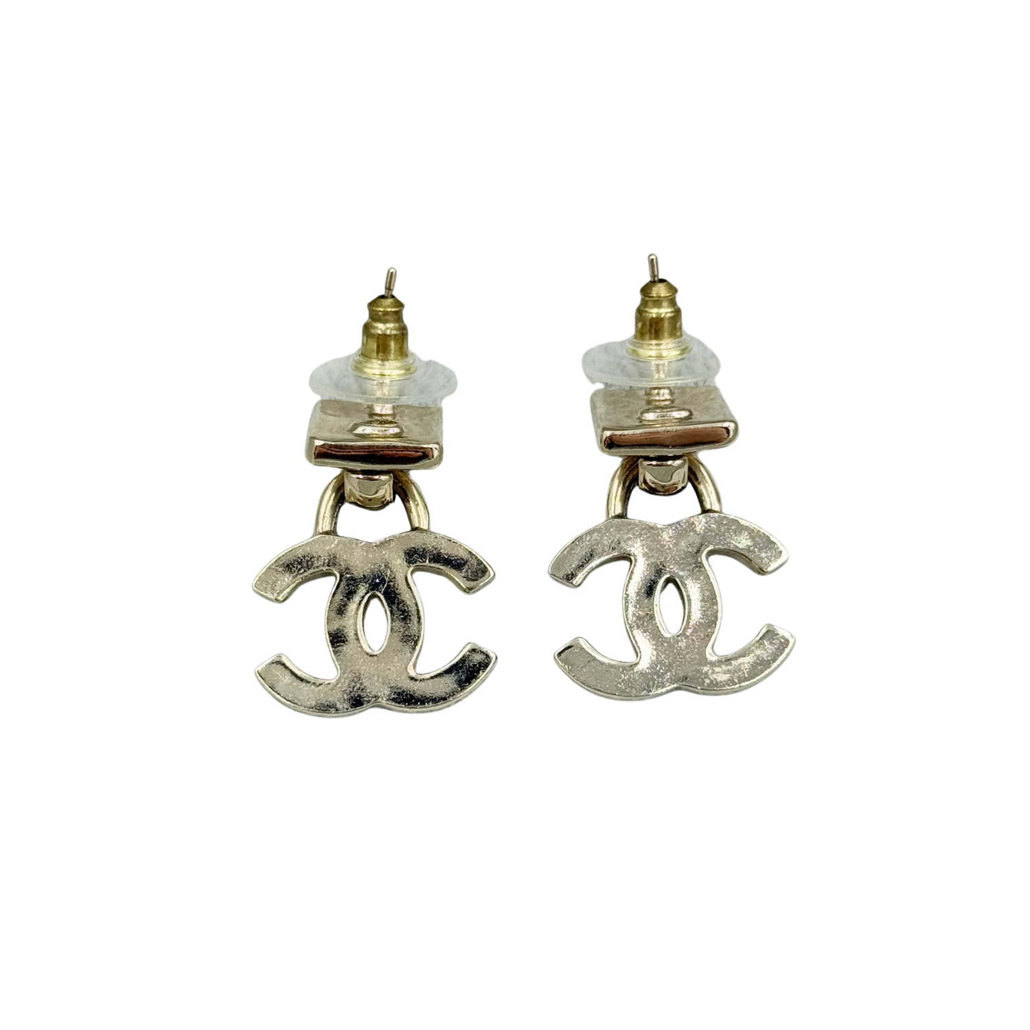 Chanel Medium CC Hook Crystal Strass Earrings