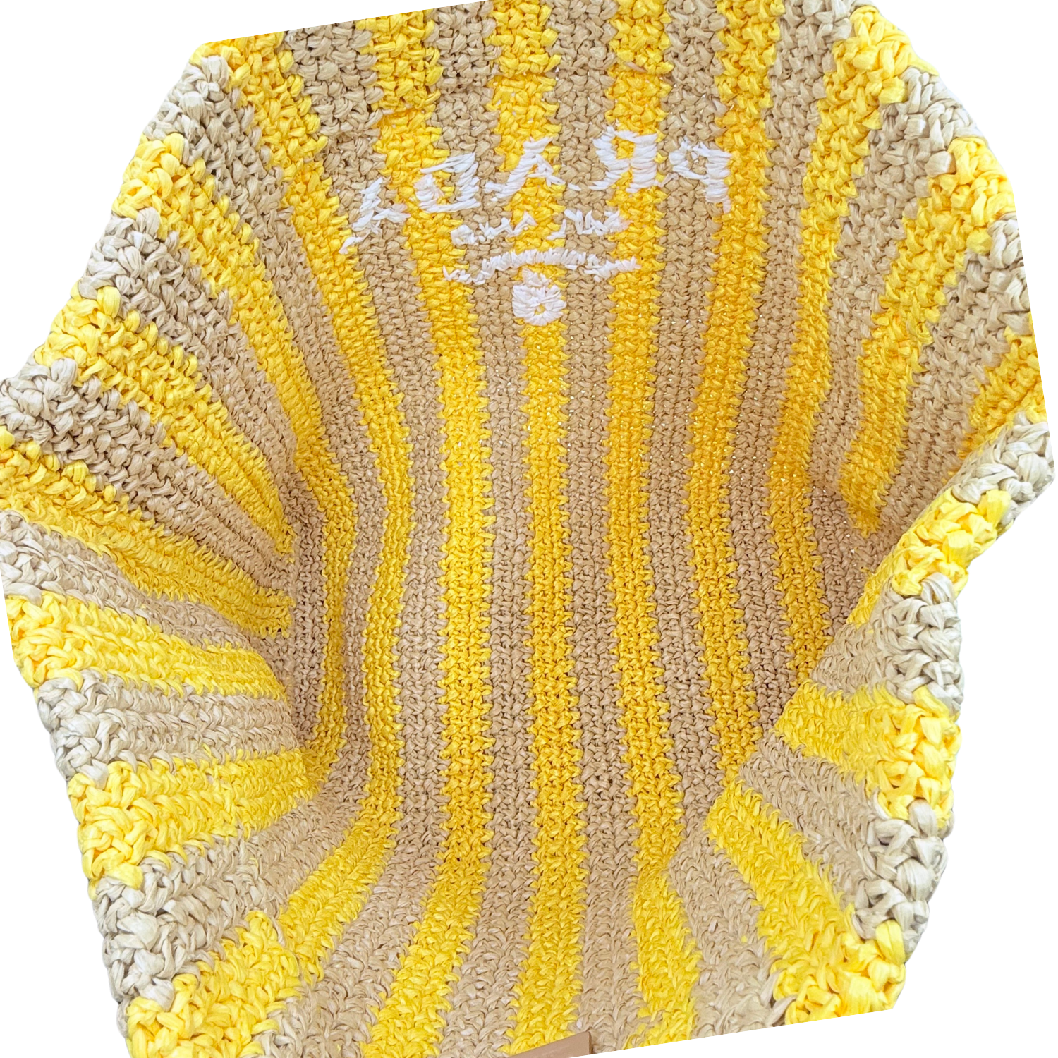 Prada Large Raffia Tote Yellow & Tan