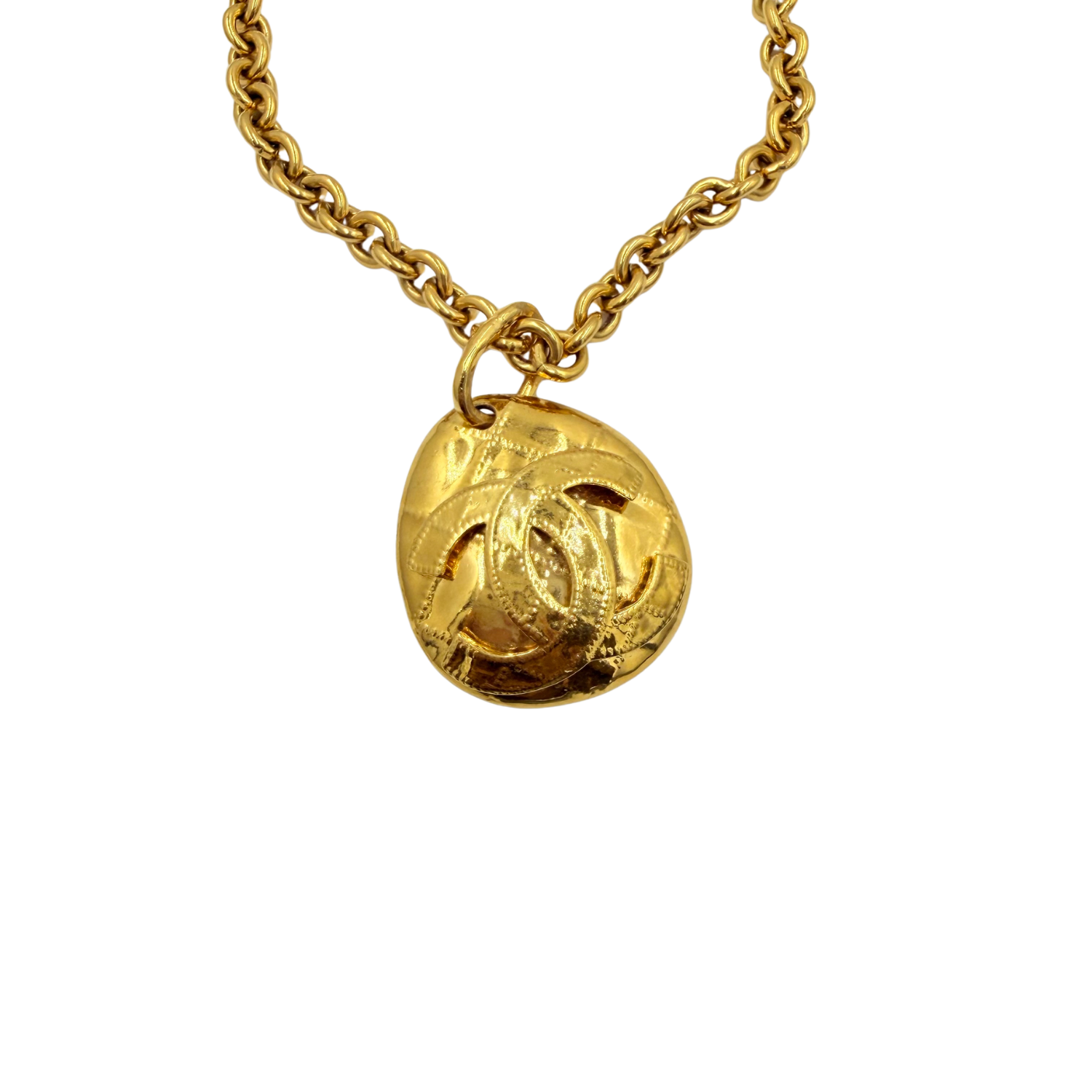 Vintage 24k Gold CC Medallion Necklace