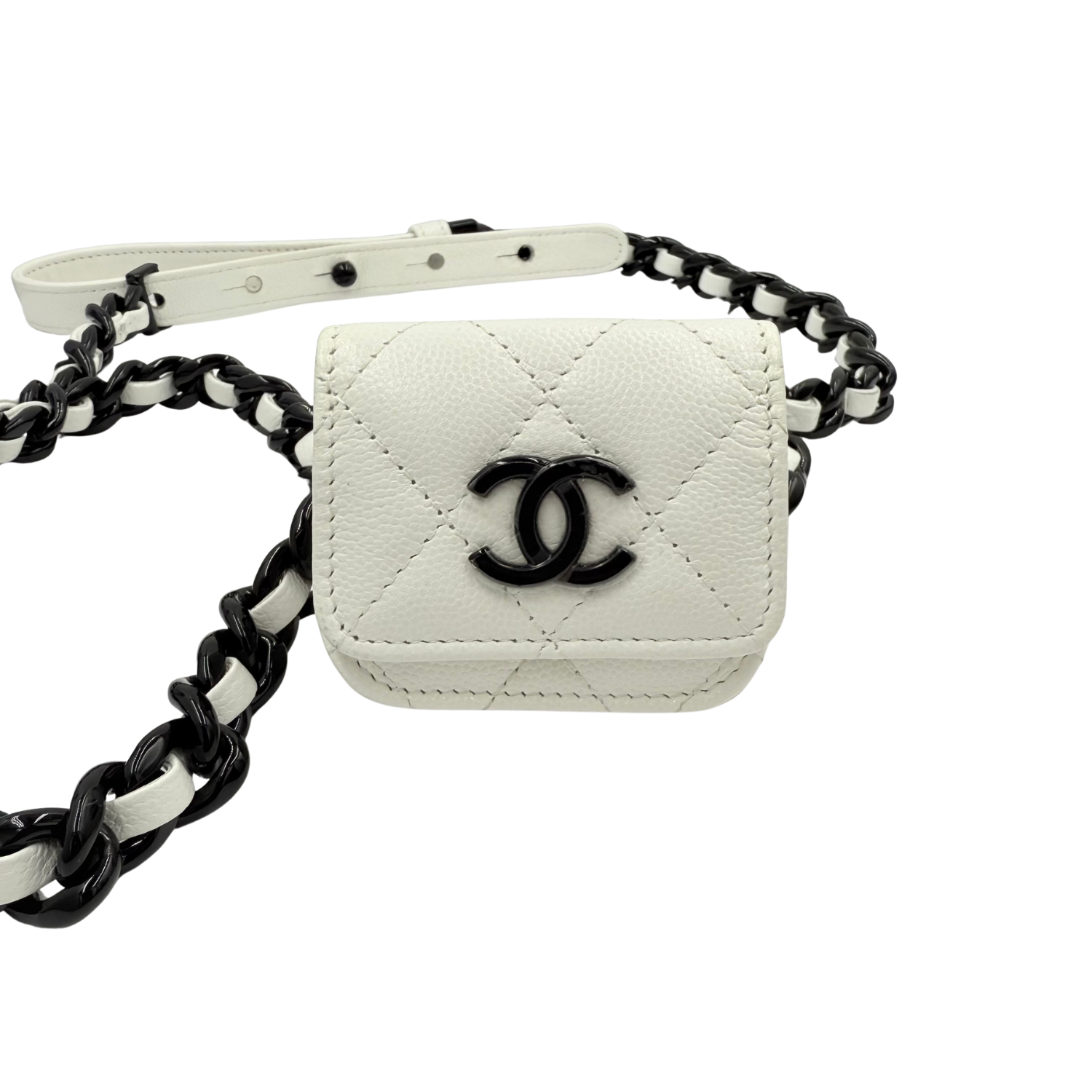 Chanel My Everything Belt Flap Airpods Holder White