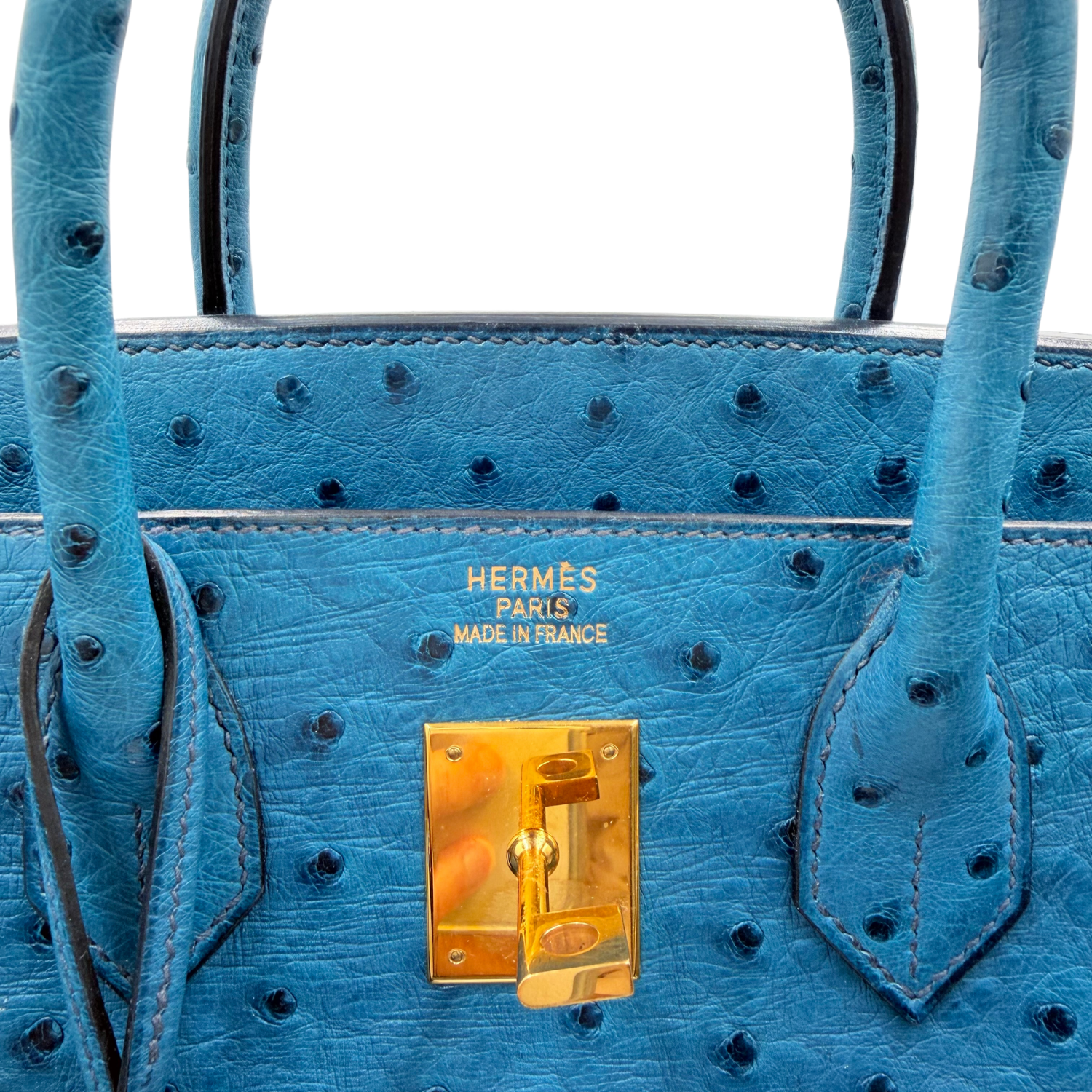 Bleu Roi Ostrich HAC Birkin 32 Gold Hardware