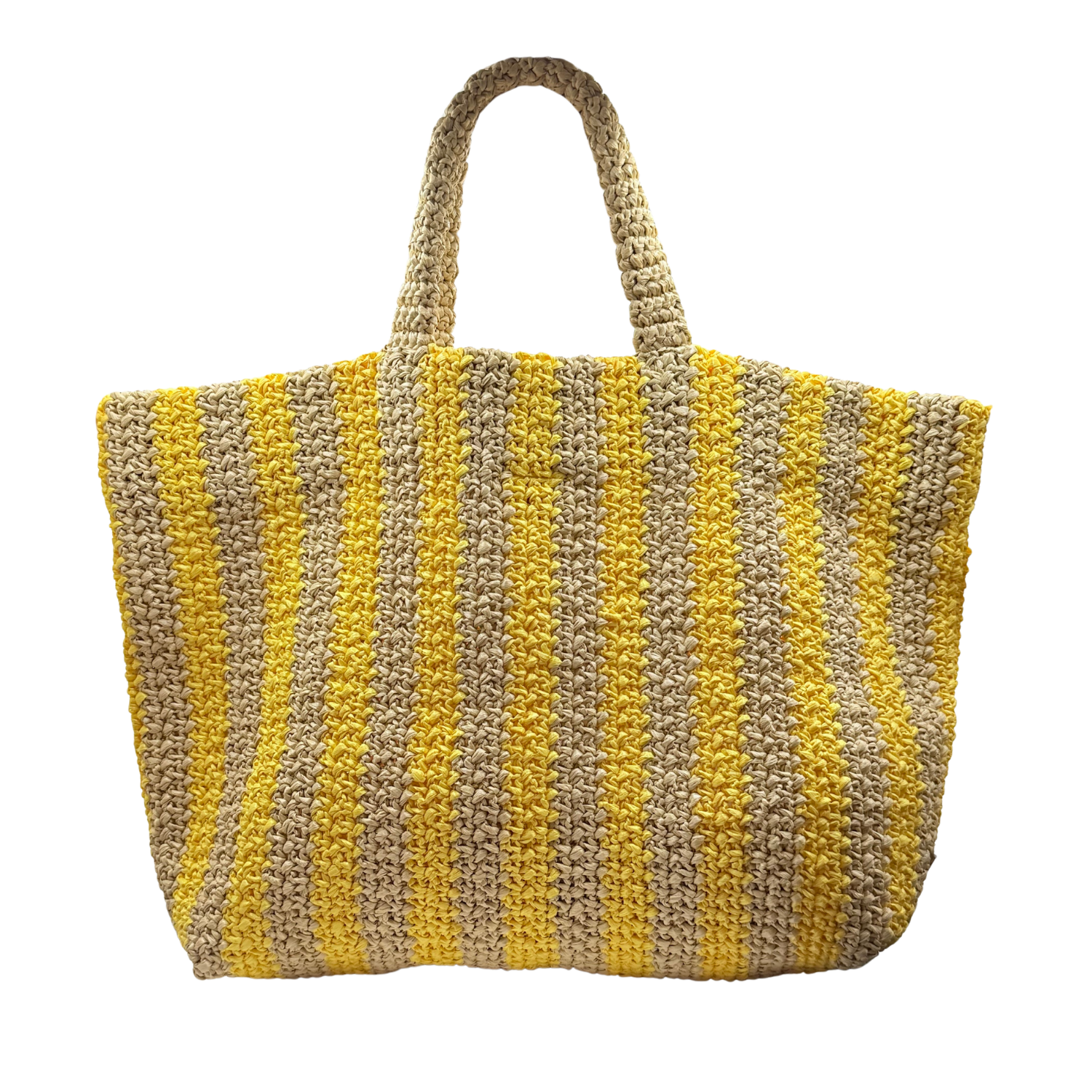 Prada Large Raffia Tote Yellow & Tan