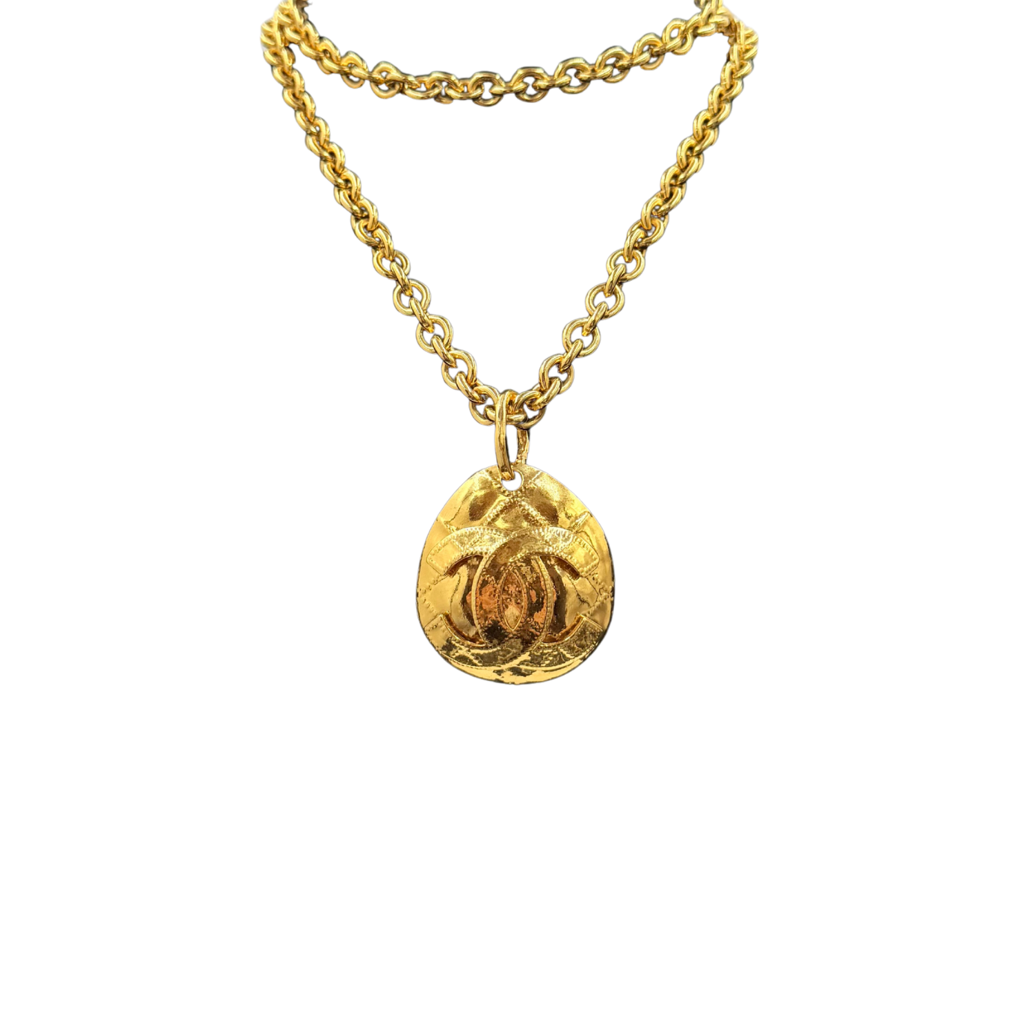 Vintage 24k Gold CC Medallion Necklace