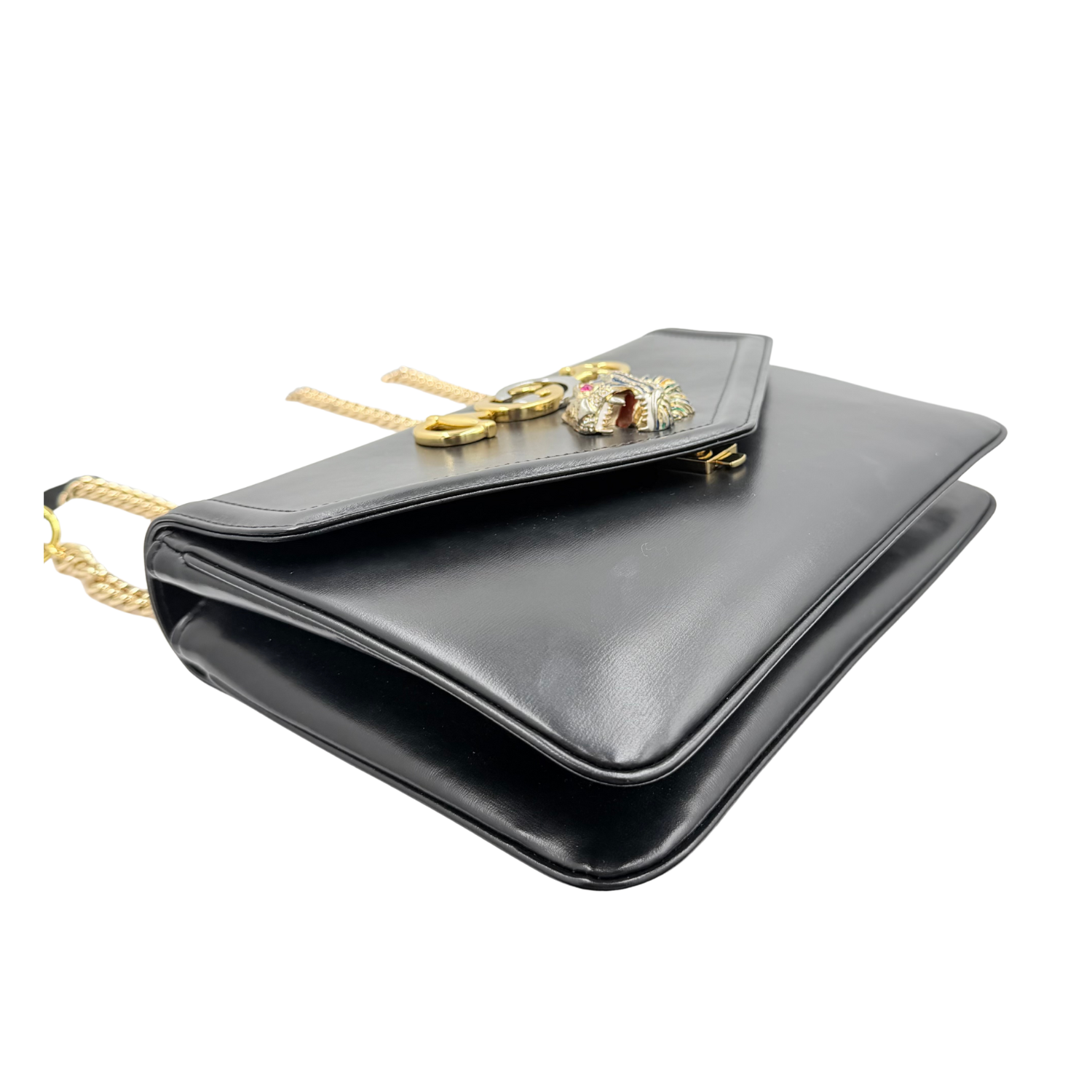 Gucci Medium Rajah Lion Head Shoulder Bag Black