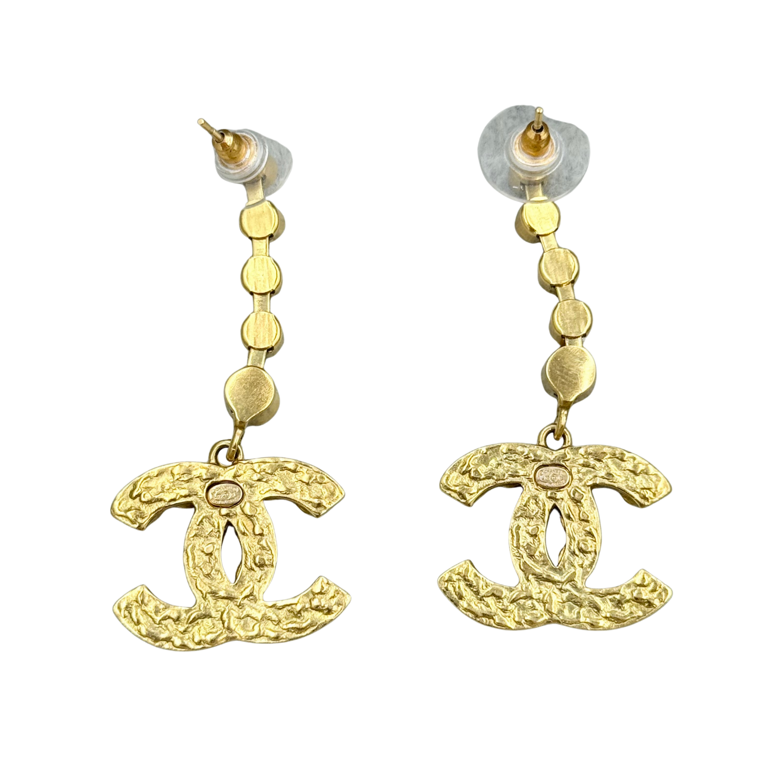 Chanel CC Crystal Drop Earrings Gold
