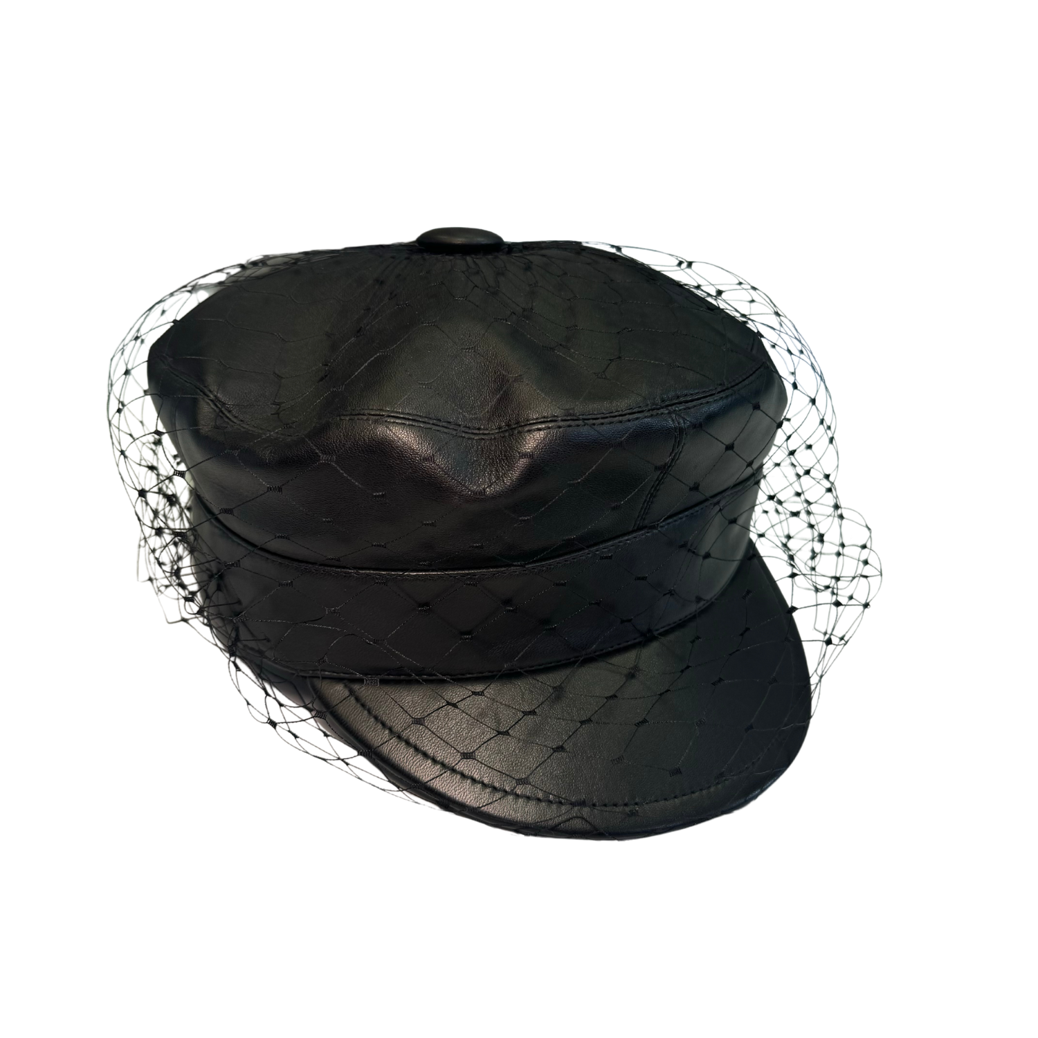 Christian Dior Lambskin Arty Cap with Veil 57 Black