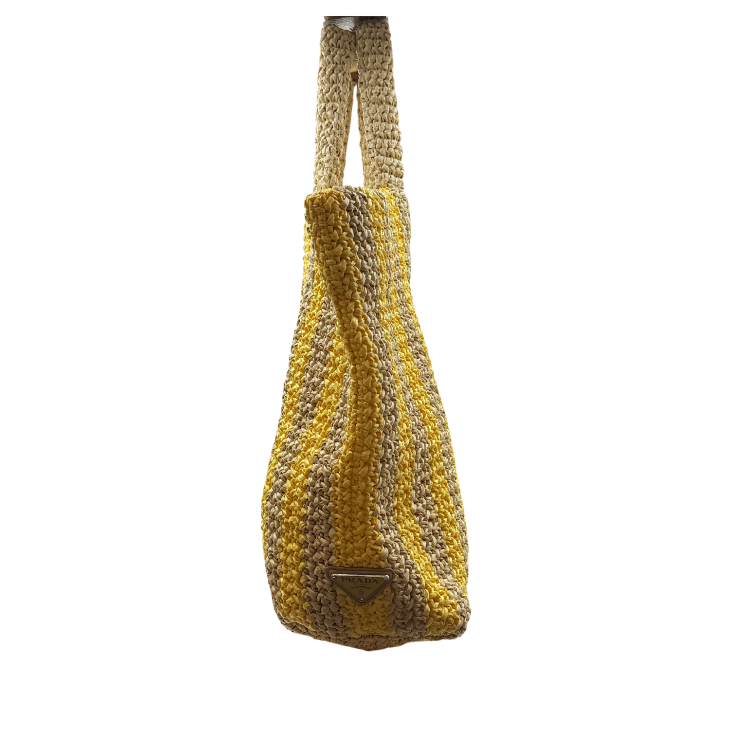 Prada Large Raffia Tote Yellow & Tan