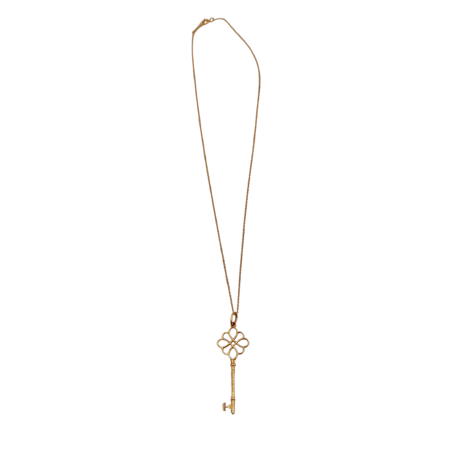 18k Yellow Gold Knot Key Pendant Necklace