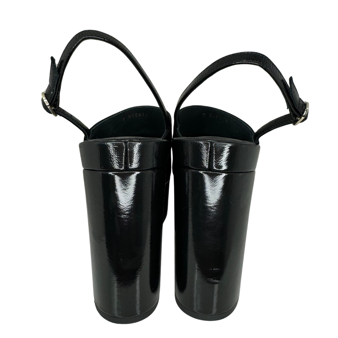 Chanel Patent Lambskin Platform Sandals Black