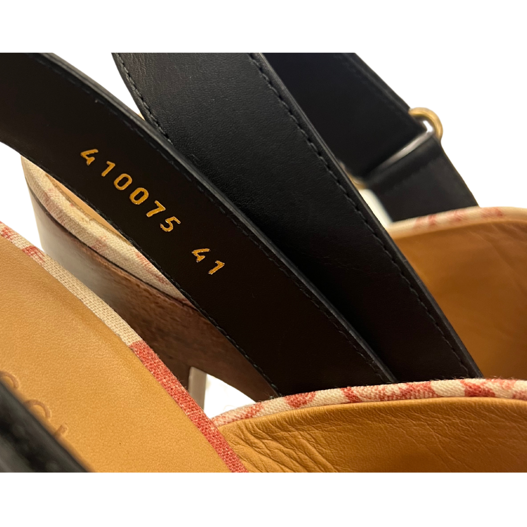 Gucci Horsebit Canvas Slingback Clogs