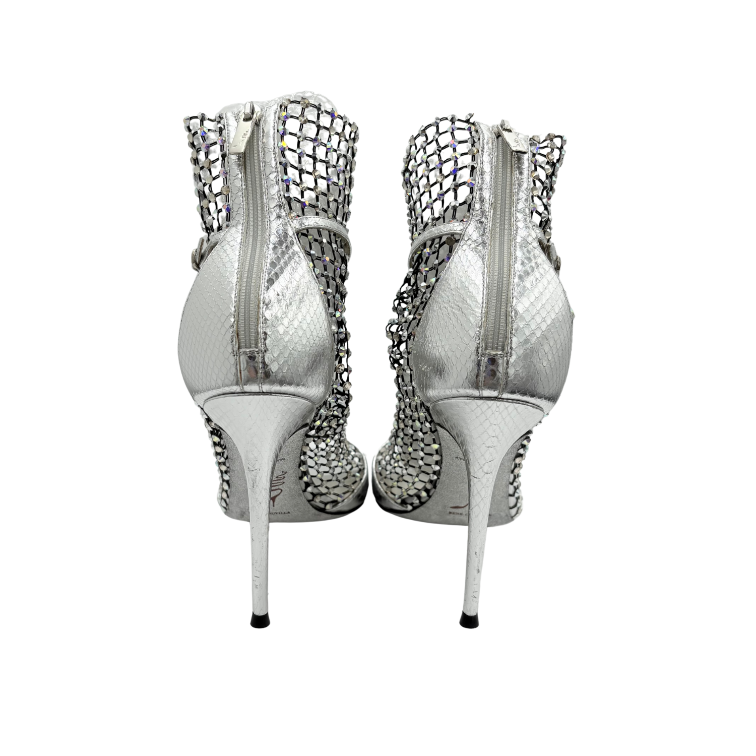Rene Caovilla Galaxia Silver Heeled Sandals 105