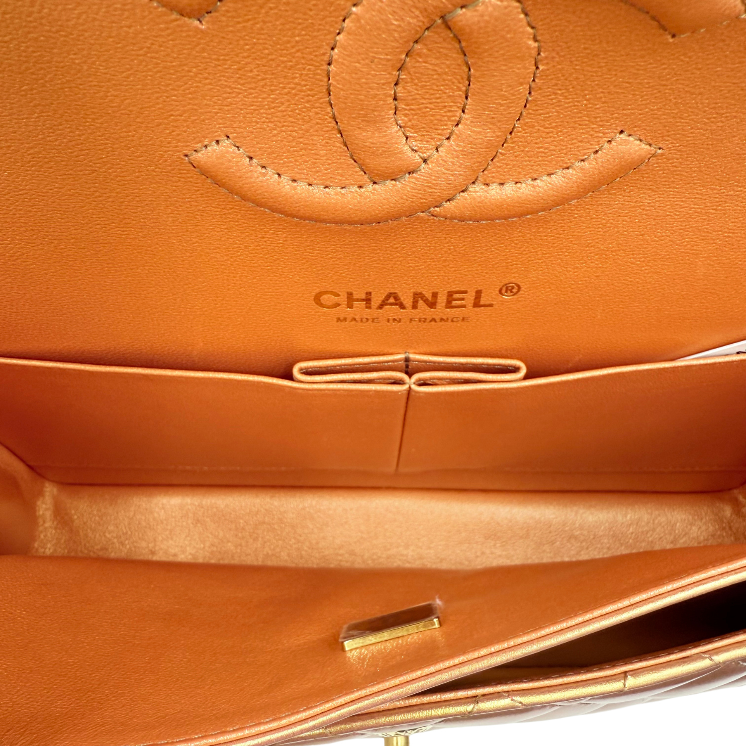 Chanel Classic Medium Metallic Double Flap Bag Iridescent Gold