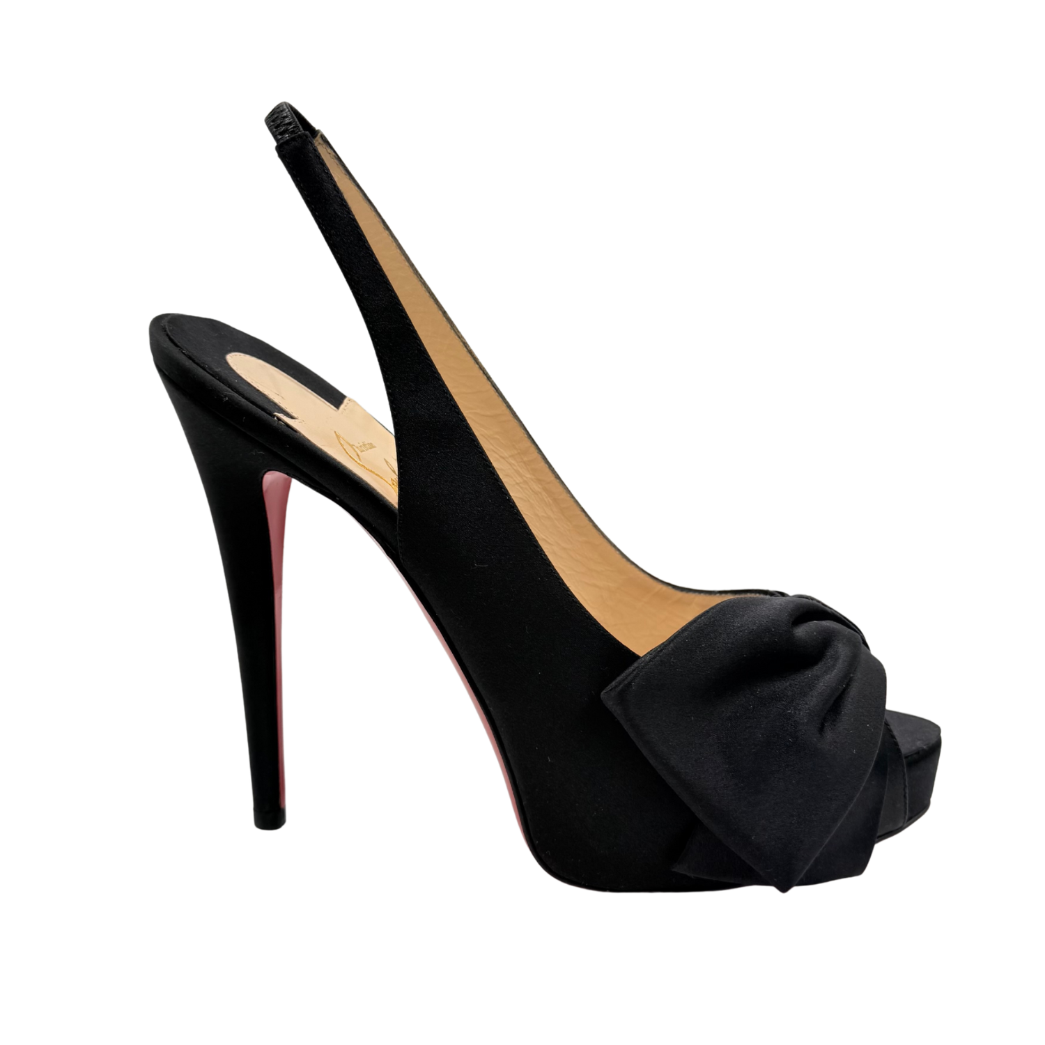 Christian Louboutin Satin Vendome Sling 120mm Platform Heel Black