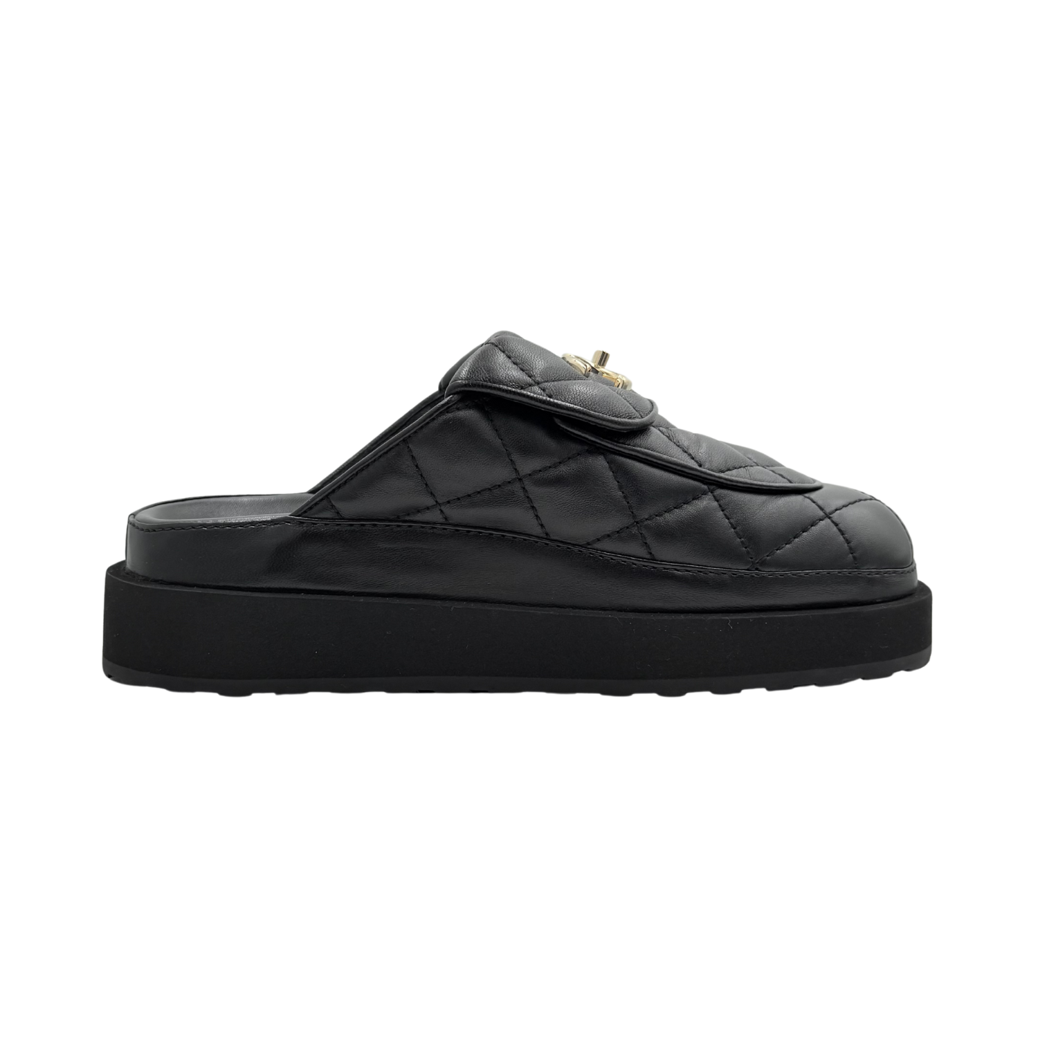 Chanel CC Turnlock Quilted Backless Mules Black