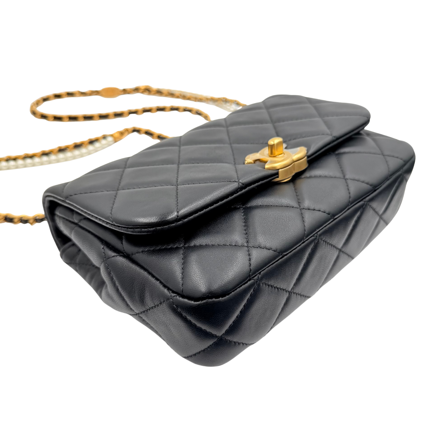 Chanel Mini Classic Flap with Pearled Chain Black