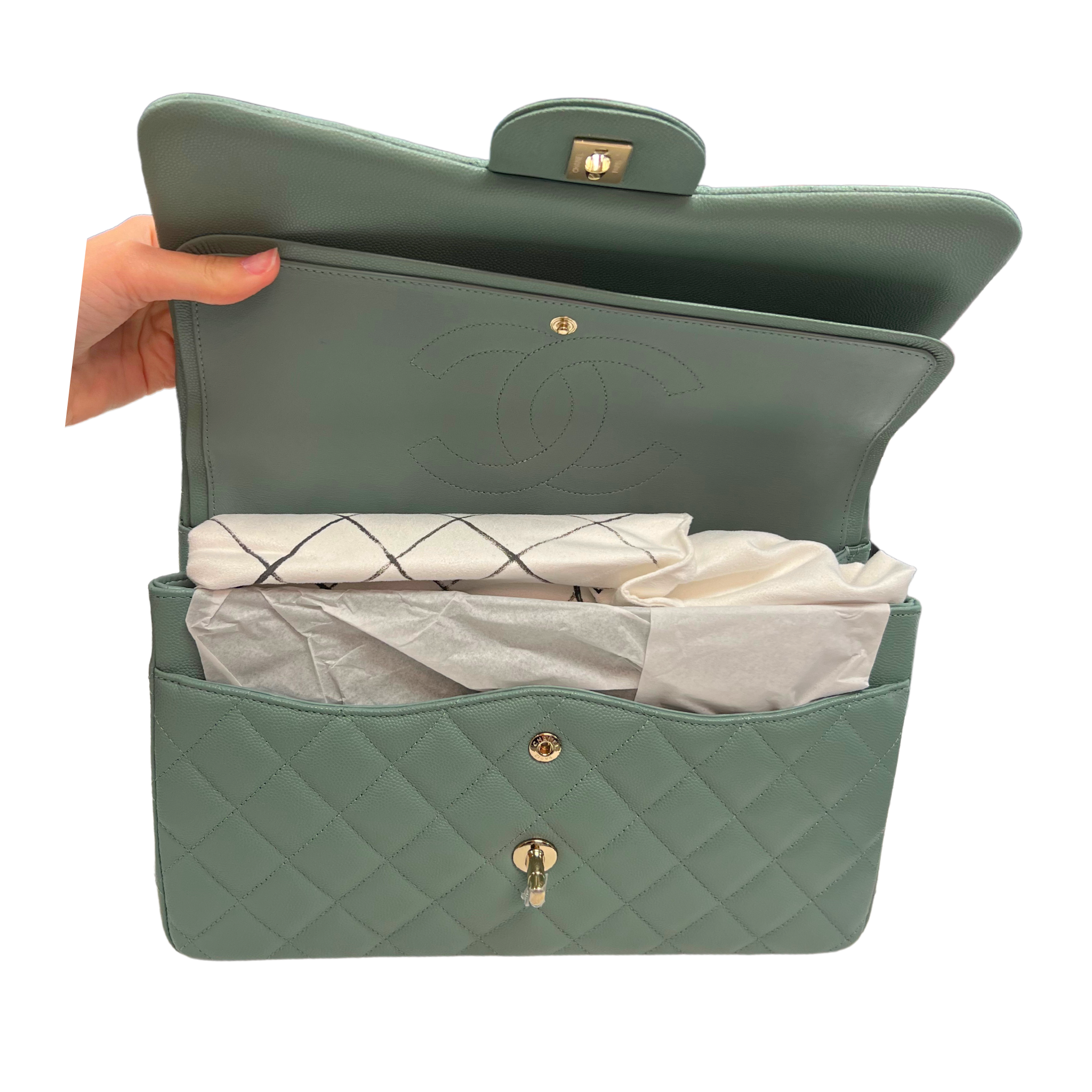Chanel Jumbo Classic Double Flap Green