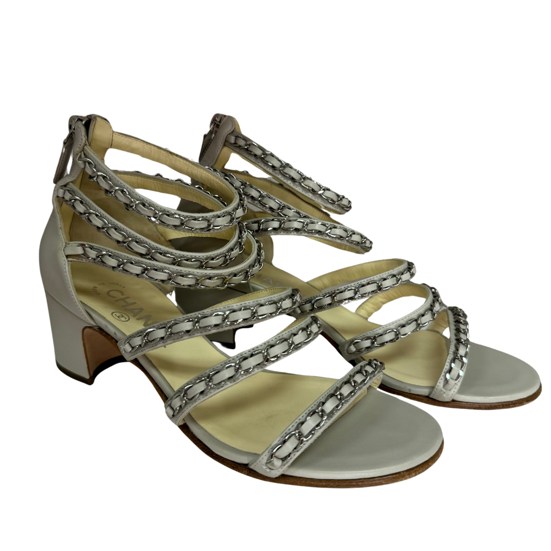 Chanel Gladiator Block Heel Grey