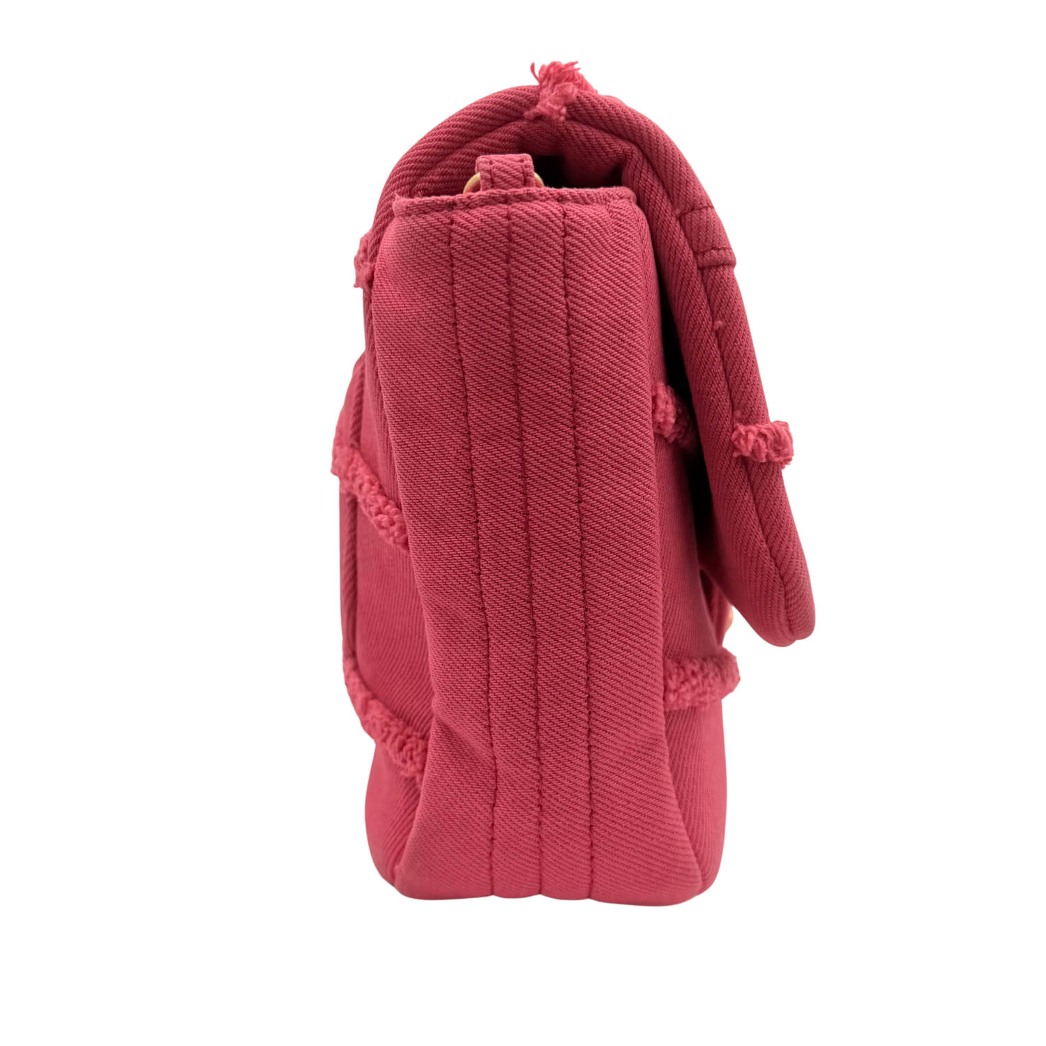 Chanel Small Coco Flap Bag Fringe Chevron Denim Pink