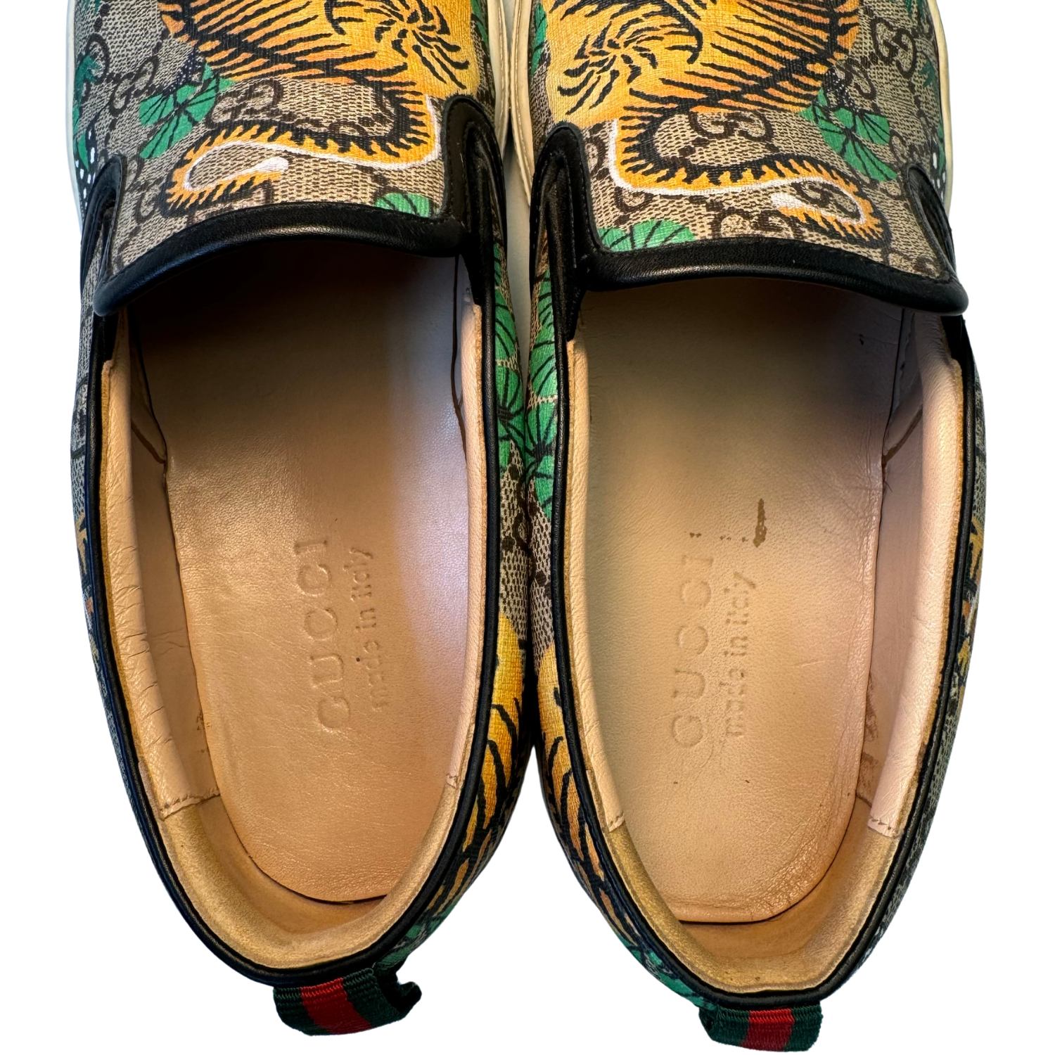 Gucci Canvas Bengal Print Slip Ons