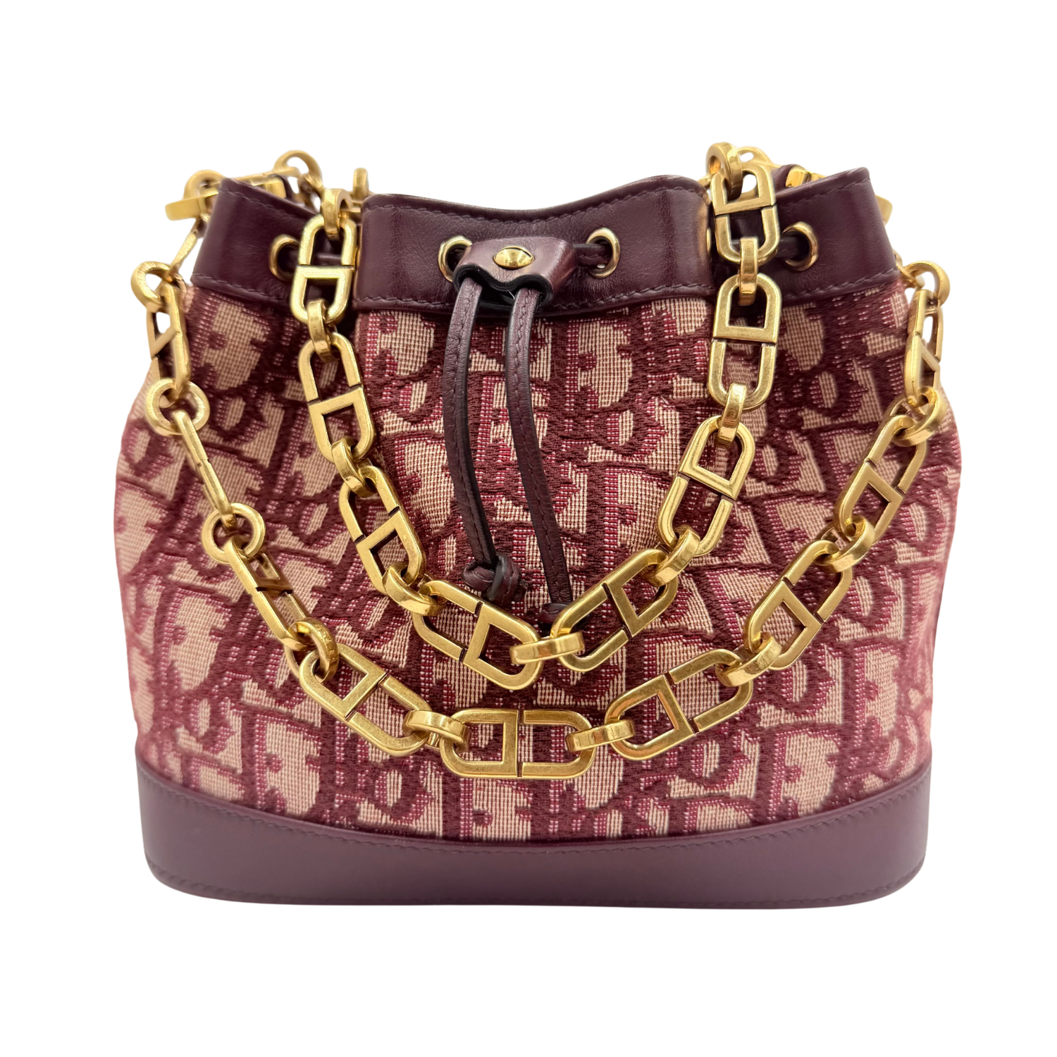 Christian Dior Small Oblique Bucket Bag Burgundy
