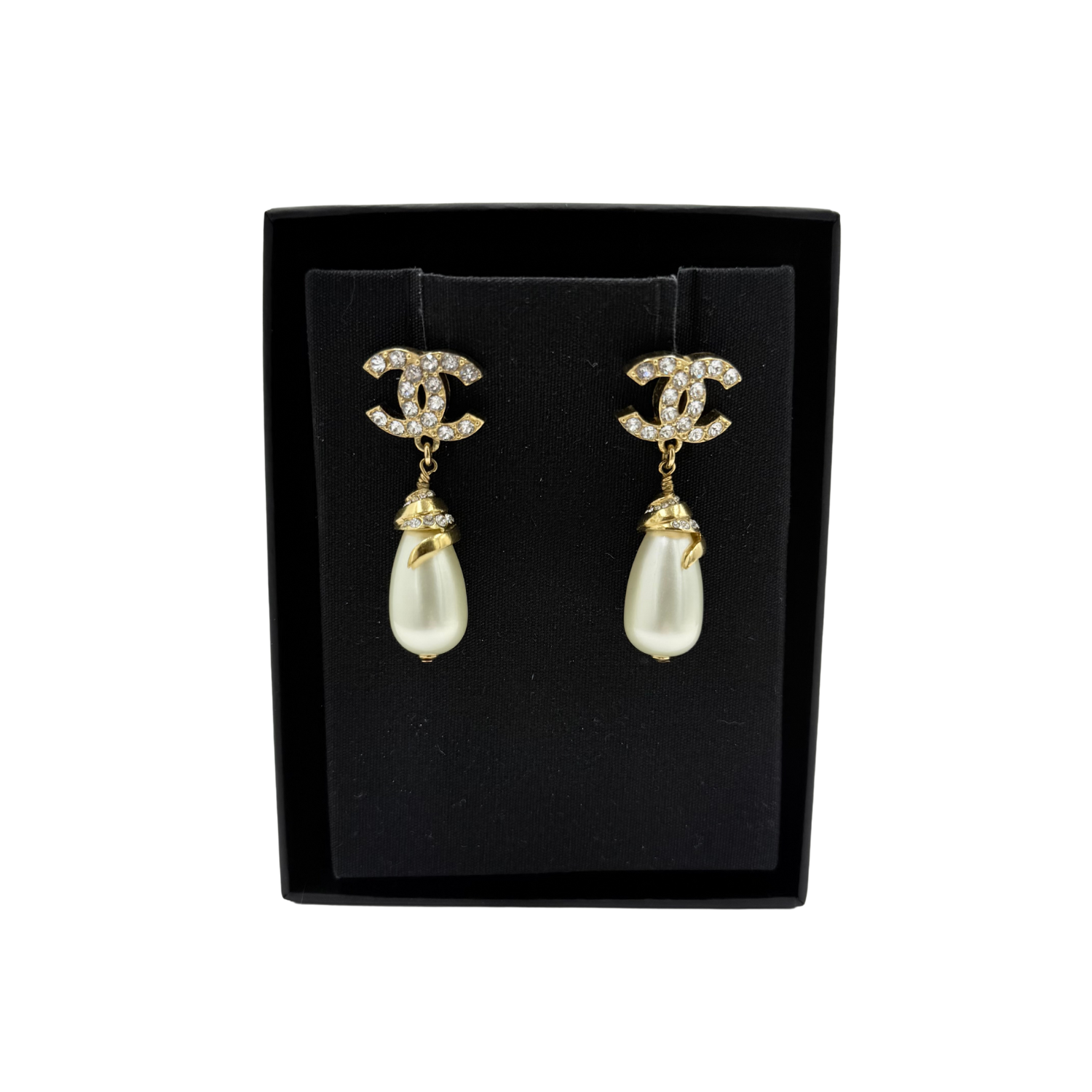 Chanel Pendant Pearl Coco Rhinestone Earrings