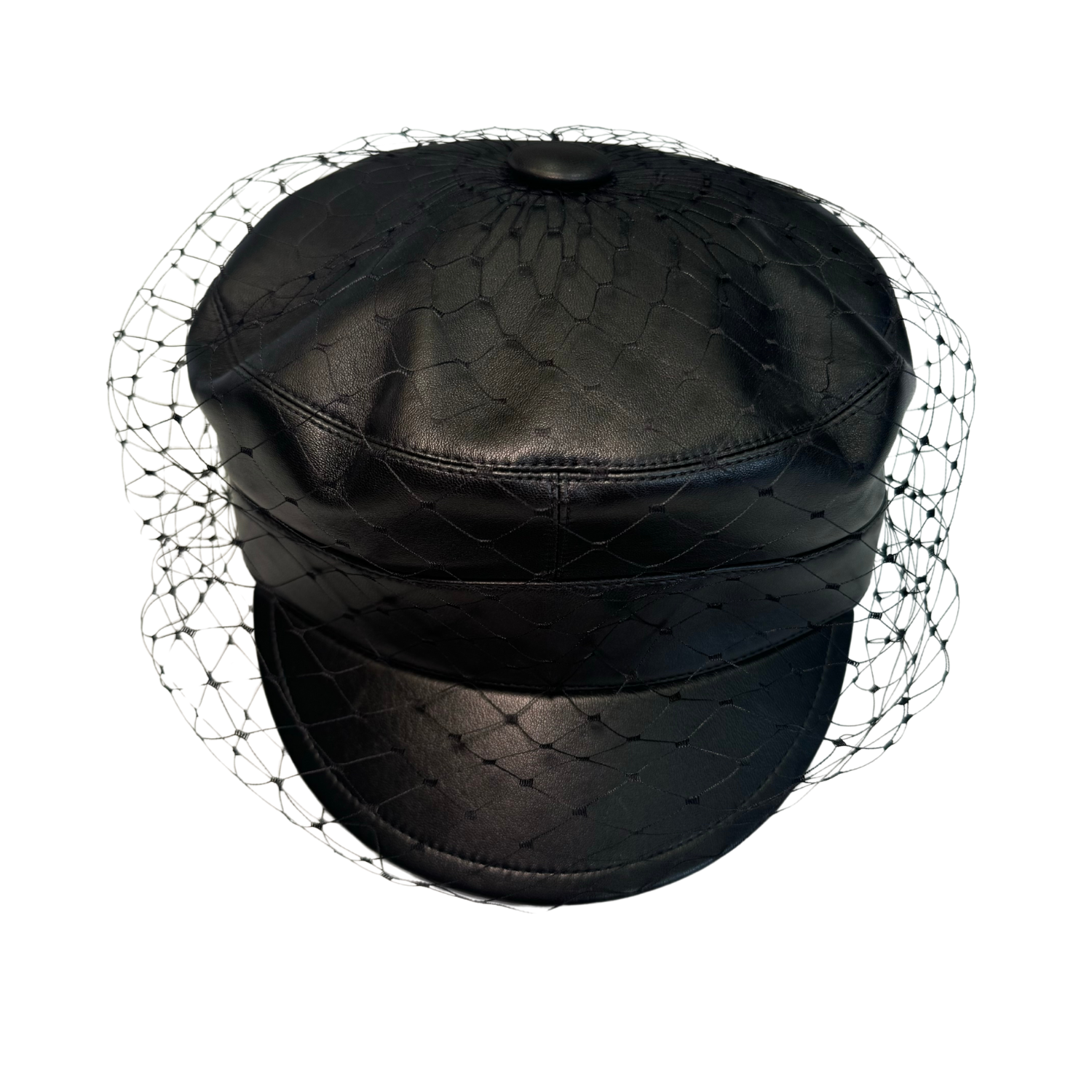 Christian Dior Lambskin Arty Cap with Veil 57 Black