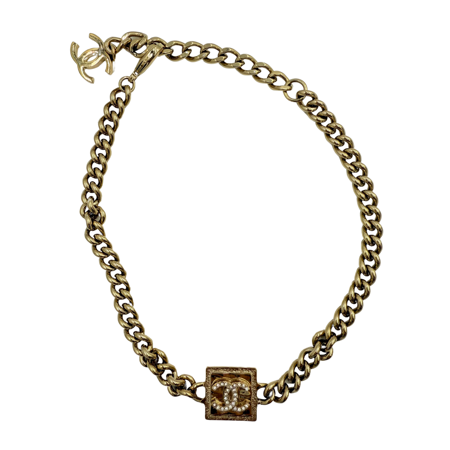 Chanel CC Metal Choker Necklace Gold