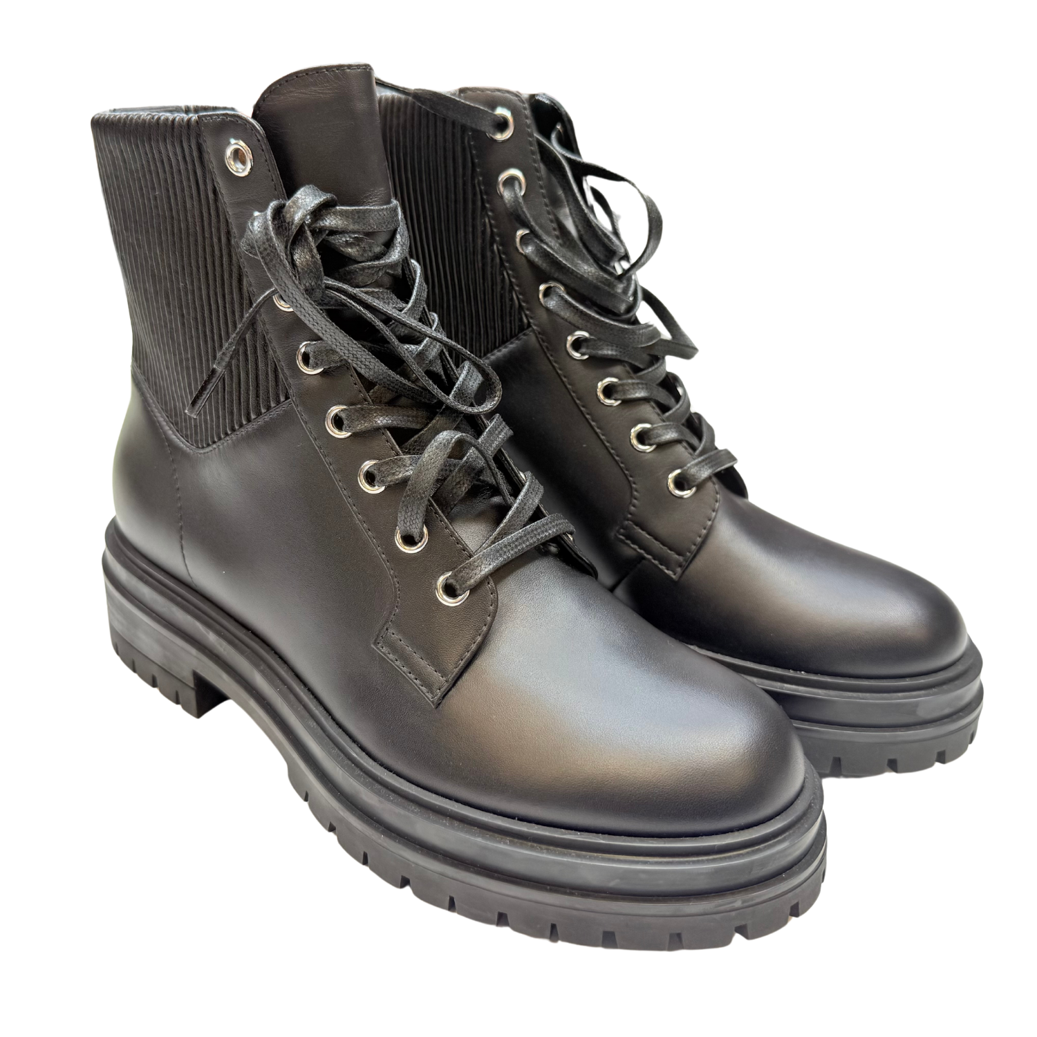 Gianvito Rossi Leather Combat Boots Black