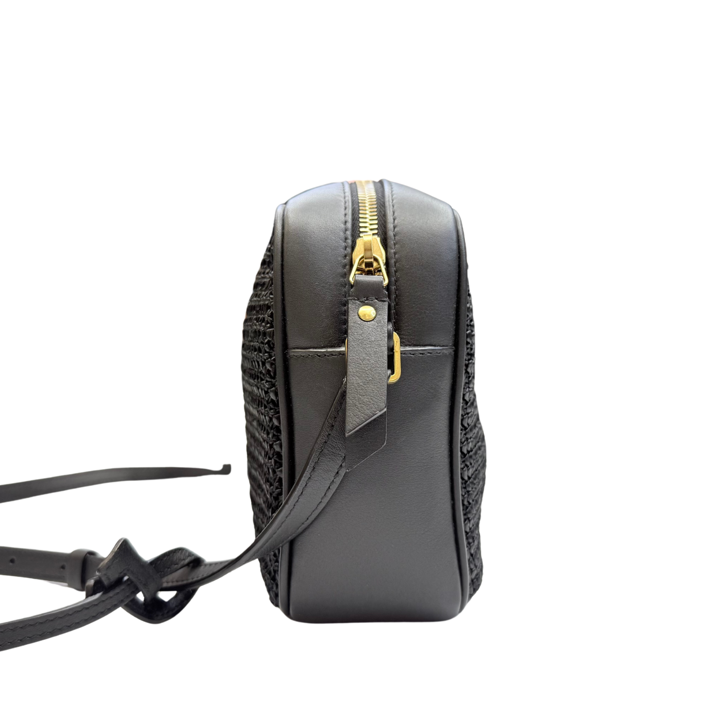 Yves Saint Laurent Raffia Monogram Lou Camera Bag Black