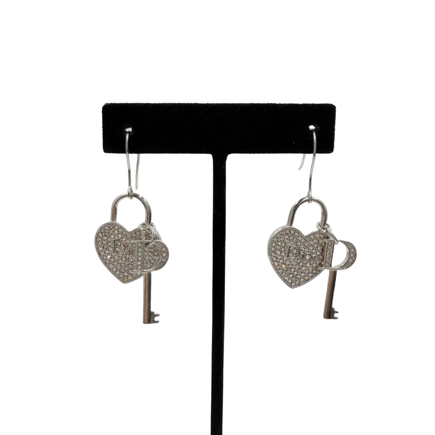 Vintage Heart and Key Earrings