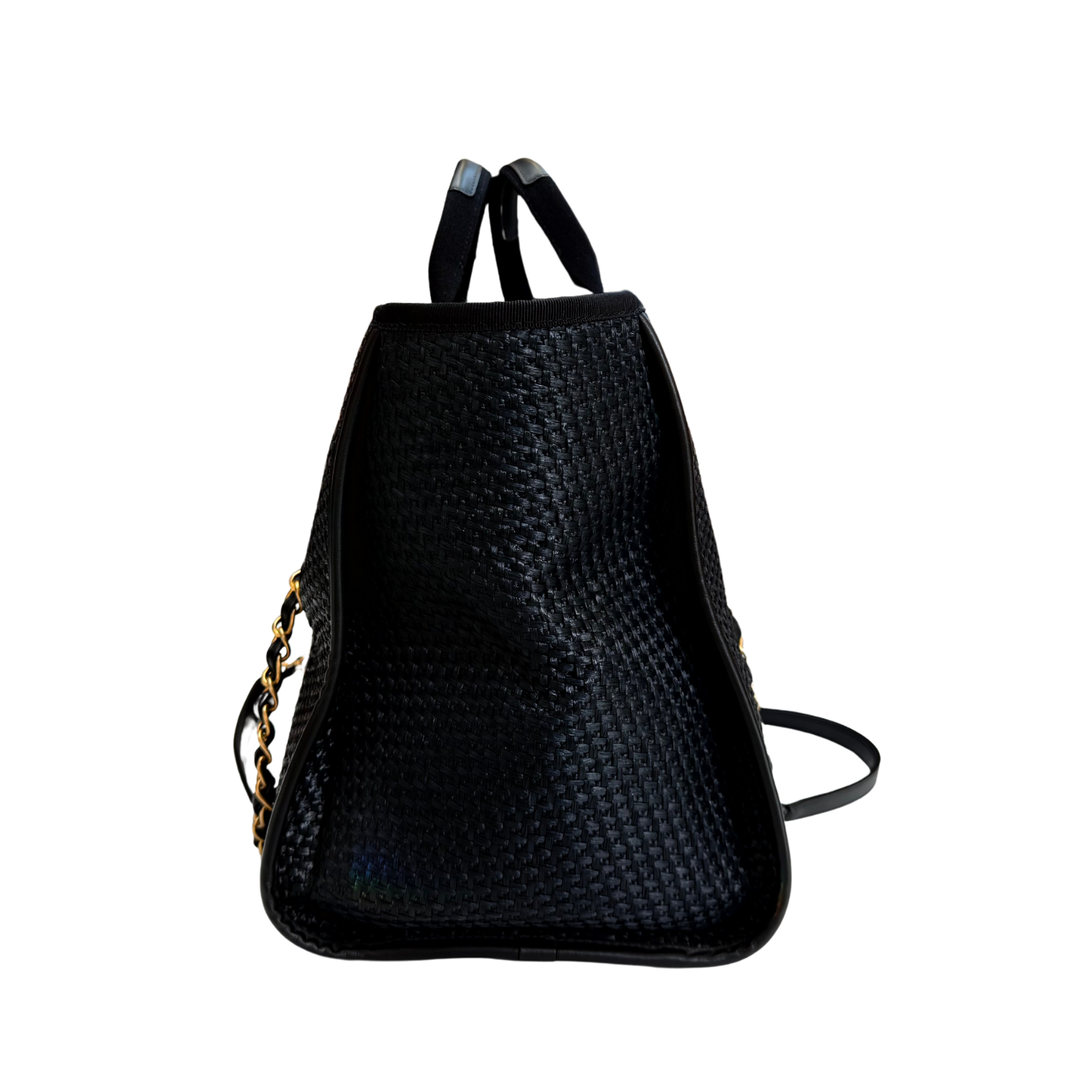 Chanel Limited Raffia Deauville Large Shopping Tote Black