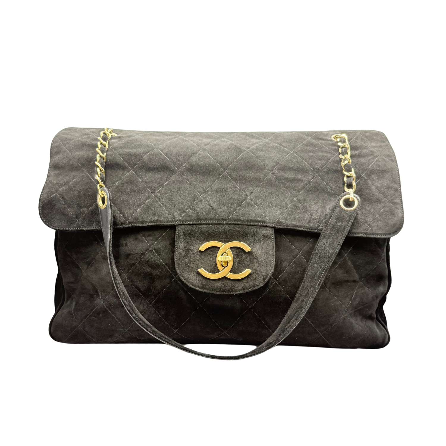 Chanel CC Quilted XXL Airline Limited Vintage Flap Bag Black