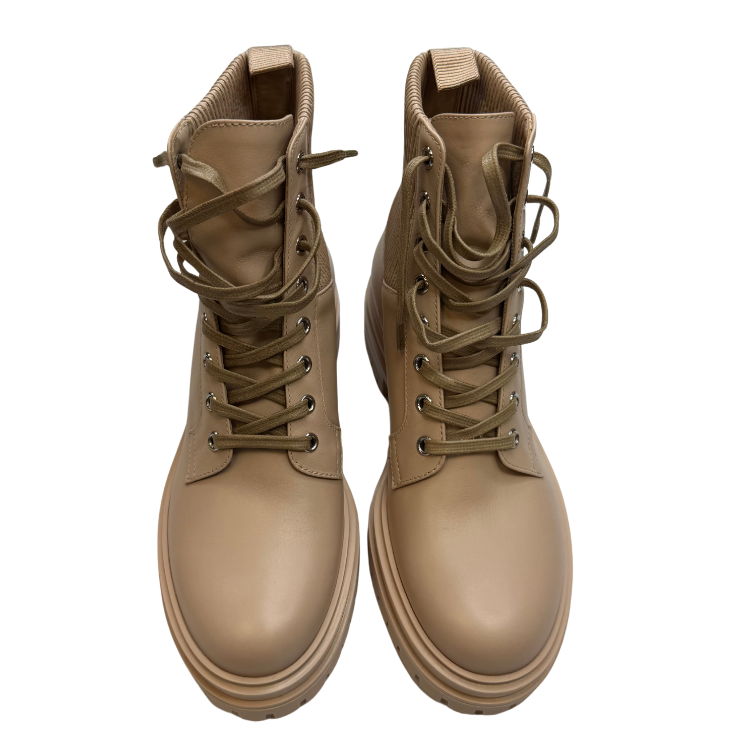 Gianvito Rossi Leather Combat Boots Beige