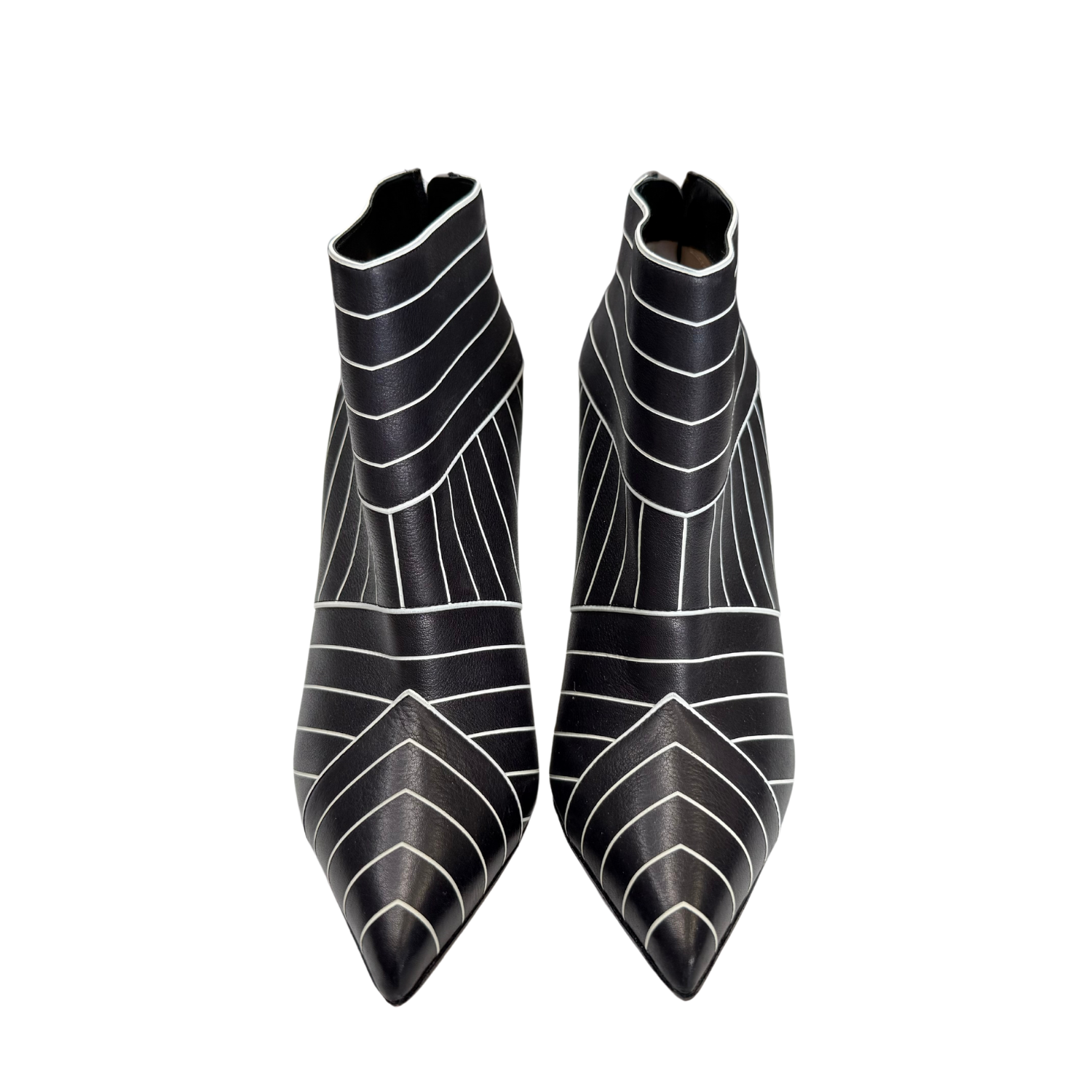 Christian Louboutin Calfskin Josselyn 100 Booties 35 Black White