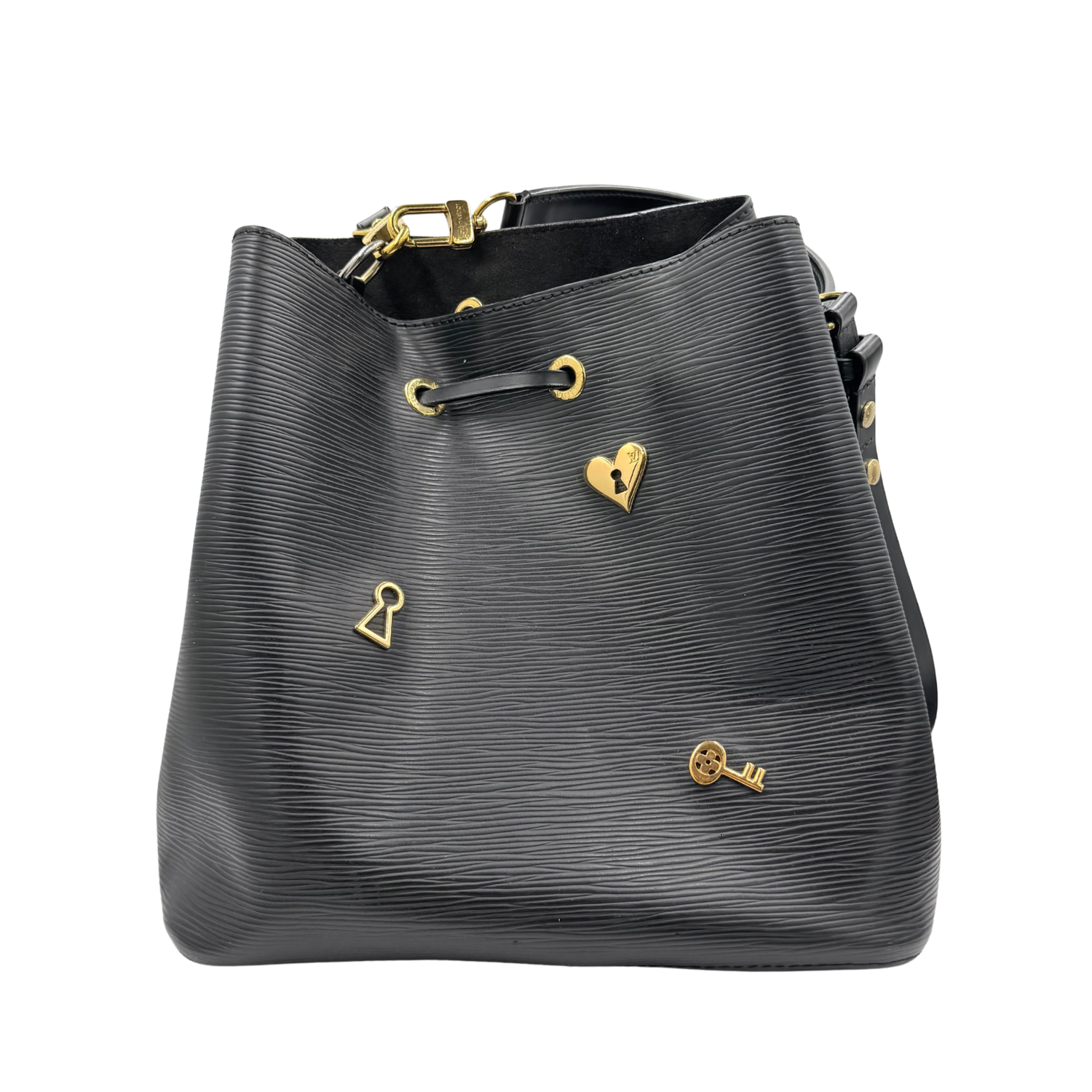 MM NeoNoe Love Lock Epi Leather Bucket Bag Black