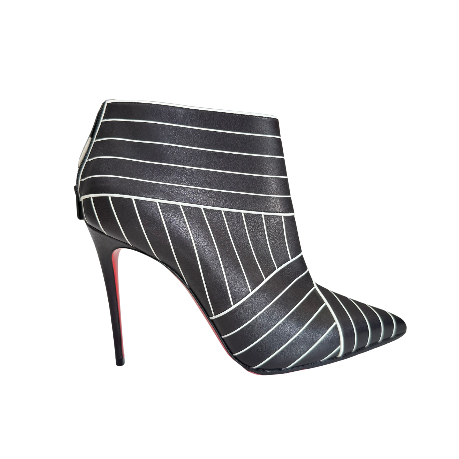 Christian Louboutin Calfskin Josselyn 100 Booties 35 Black White
