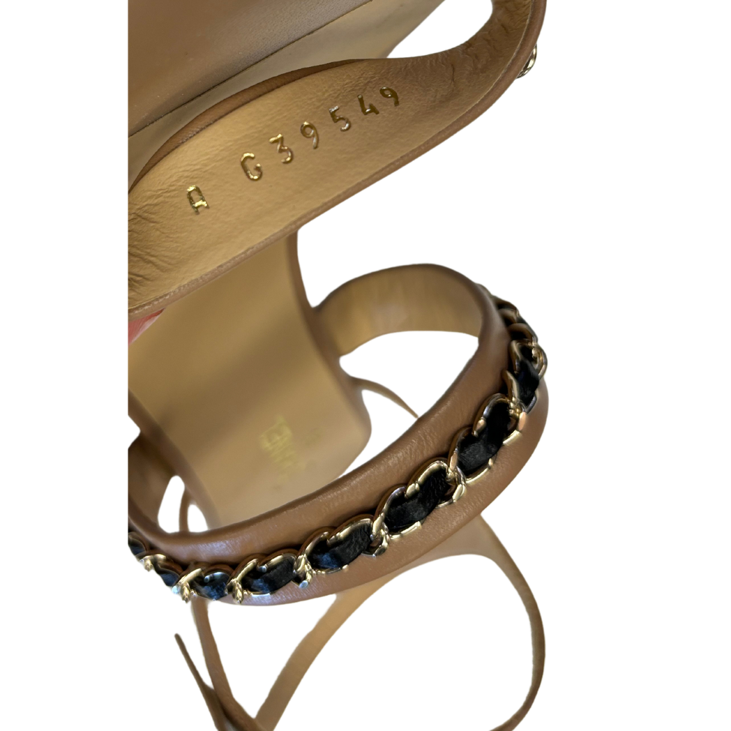 Chanel Leather Chain Strap Sandals