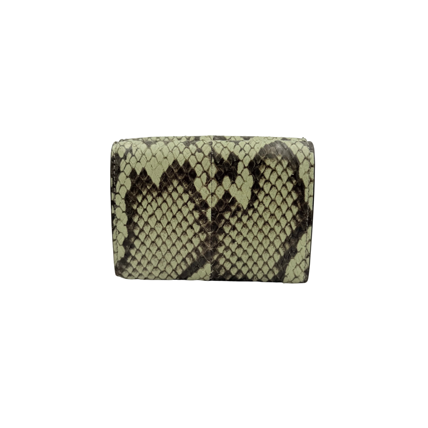 Fendi Elaphe Vitello Grace Python Print Mini Trifold Wallet Green Tea
