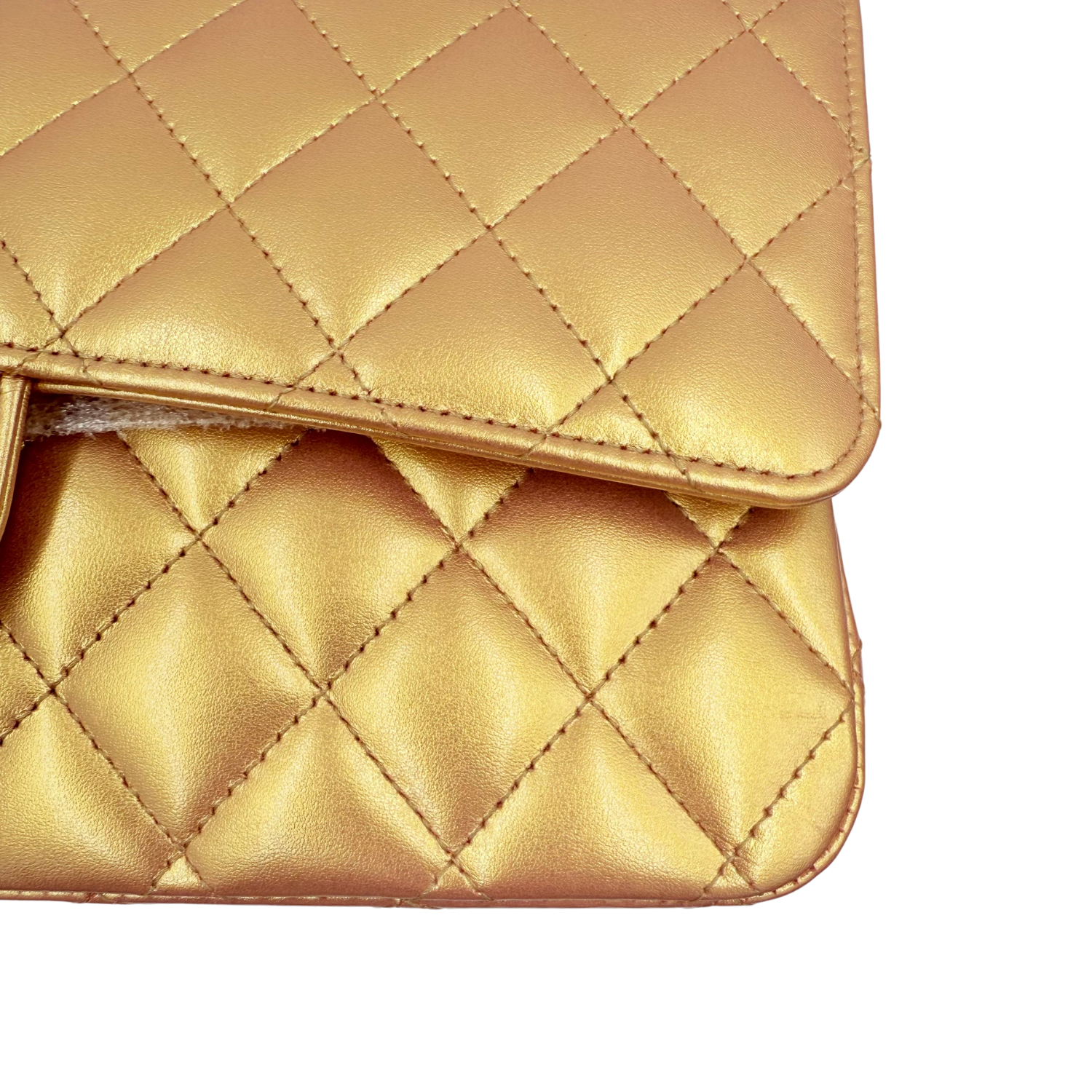 Chanel Classic Medium Metallic Double Flap Bag Iridescent Gold