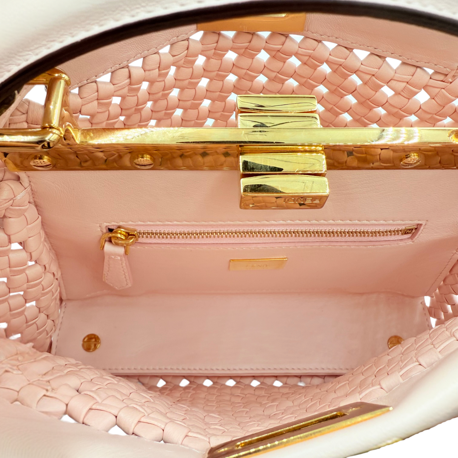 Fendi Mini Interlace Peekaboo Iconic Satchel Pink