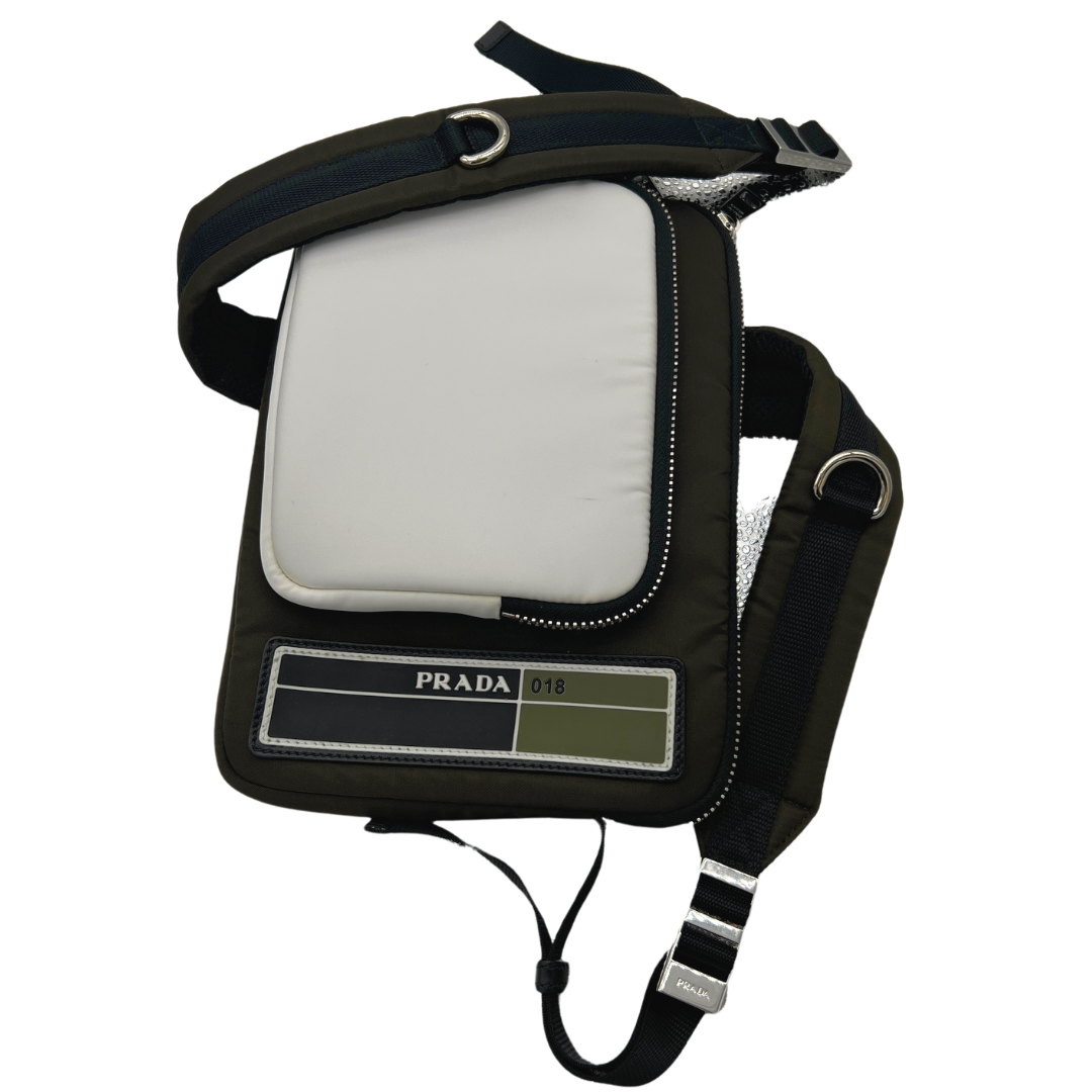 Prada Logo Patch Zip Messenger Bag