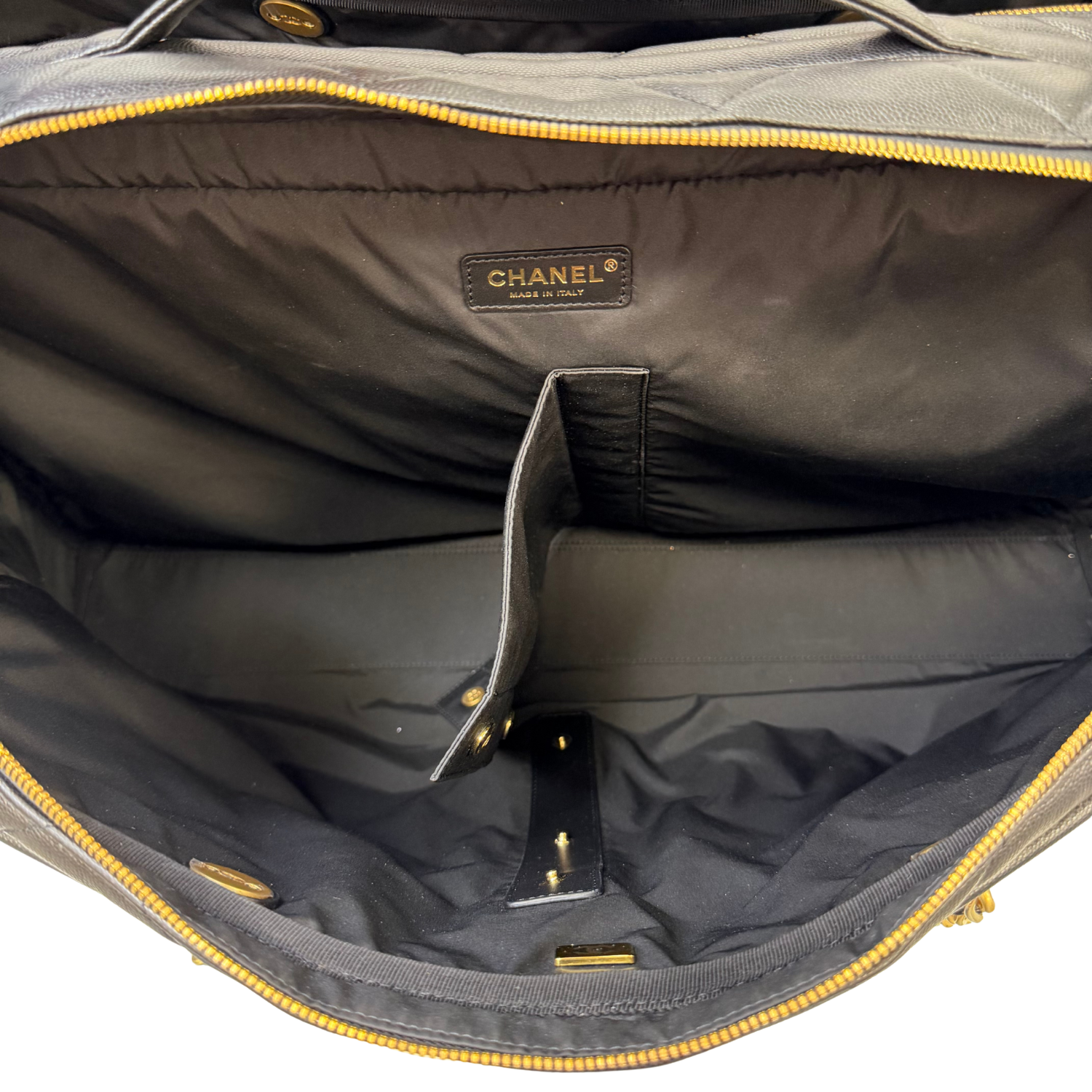 Chanel Limited Collection Large Caviar Quilted Leather Travel Bowling Bag Black