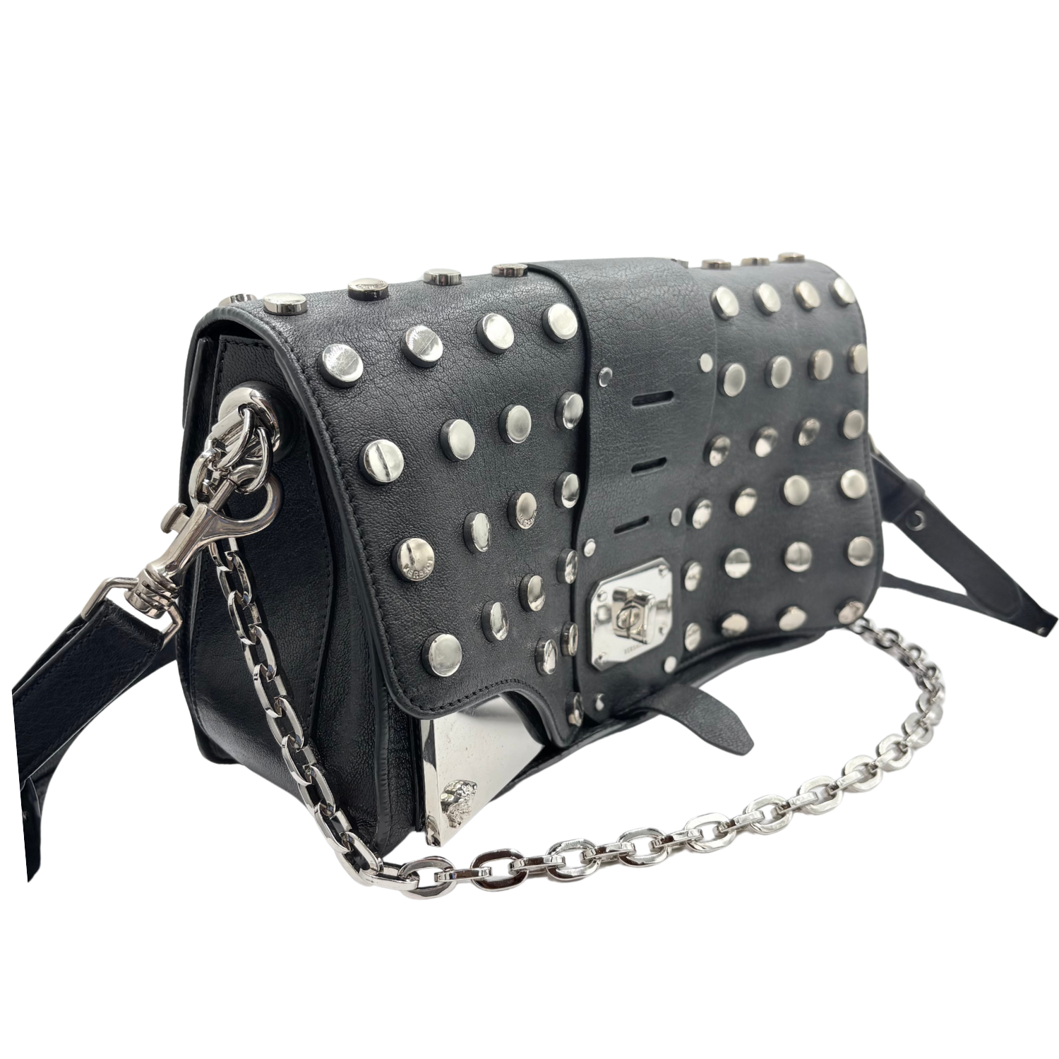 Versace Studded Stardust Flap Bag Black