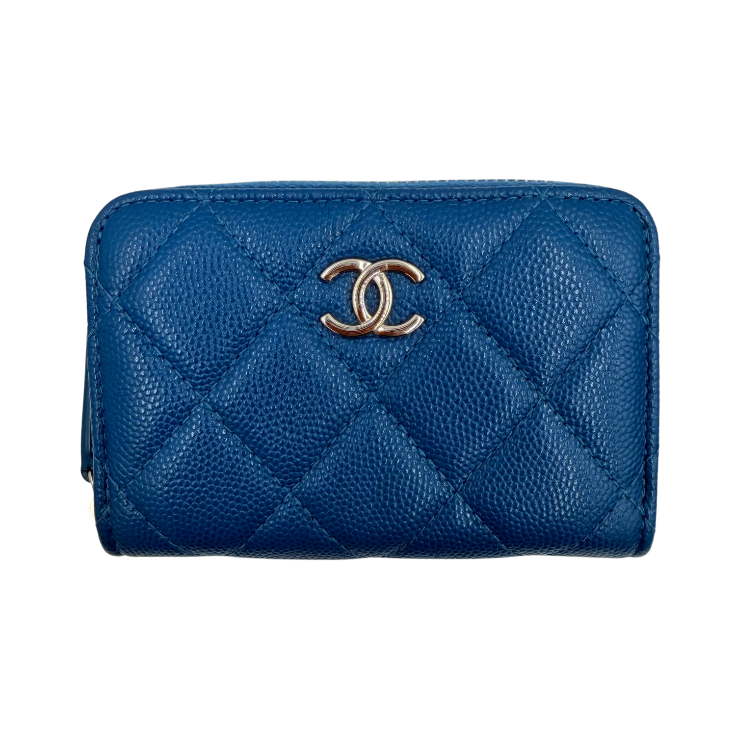 Chanel Small CC Zip Around Wallet Blue