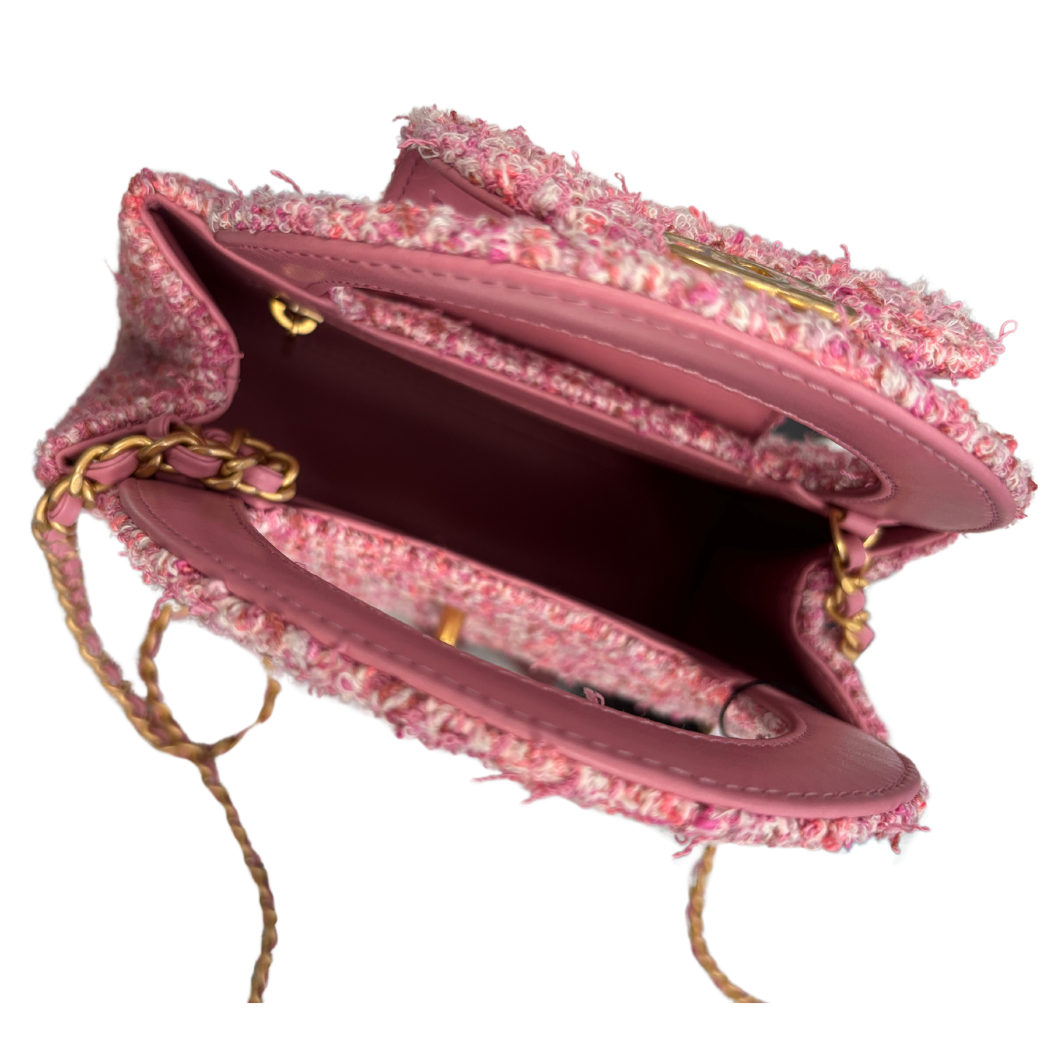 Chanel Tweed Nano Shopper Pink