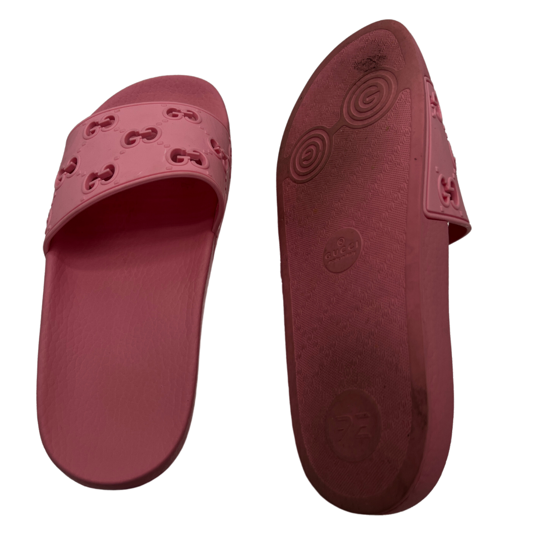 Gucci Pink Rubber Slides